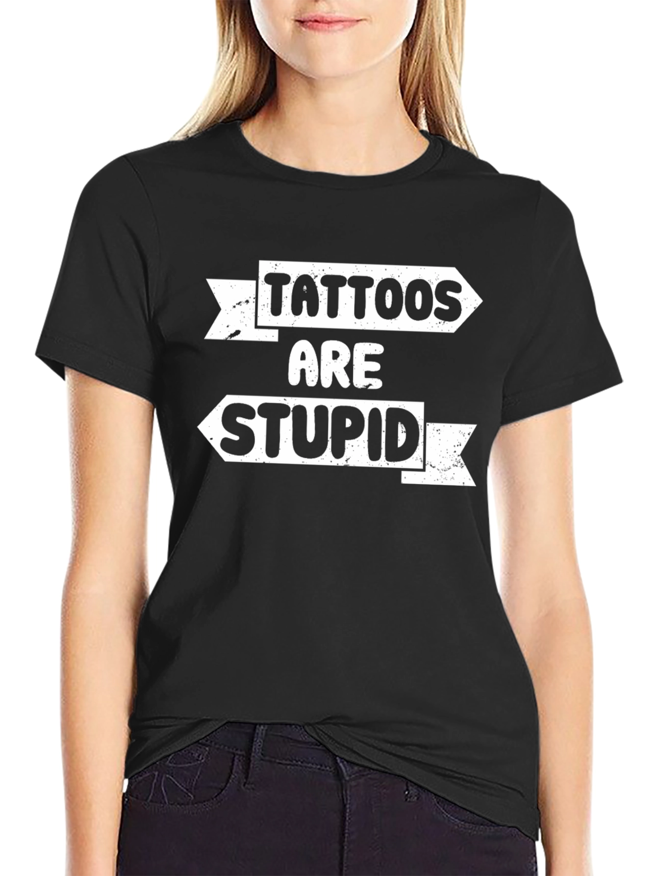 Tattoos Are Stupid Graphic Tee - Funny Sarcastic Shirt