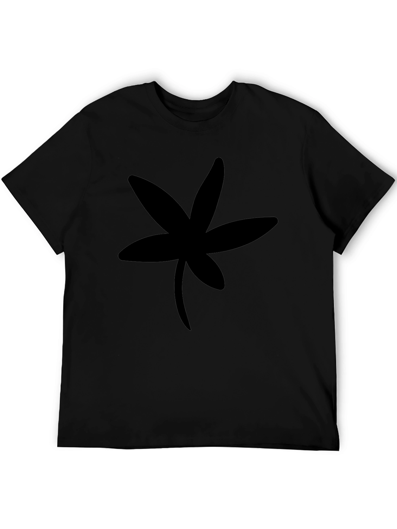 Black T-Shirt with Unique Floral Silhouette