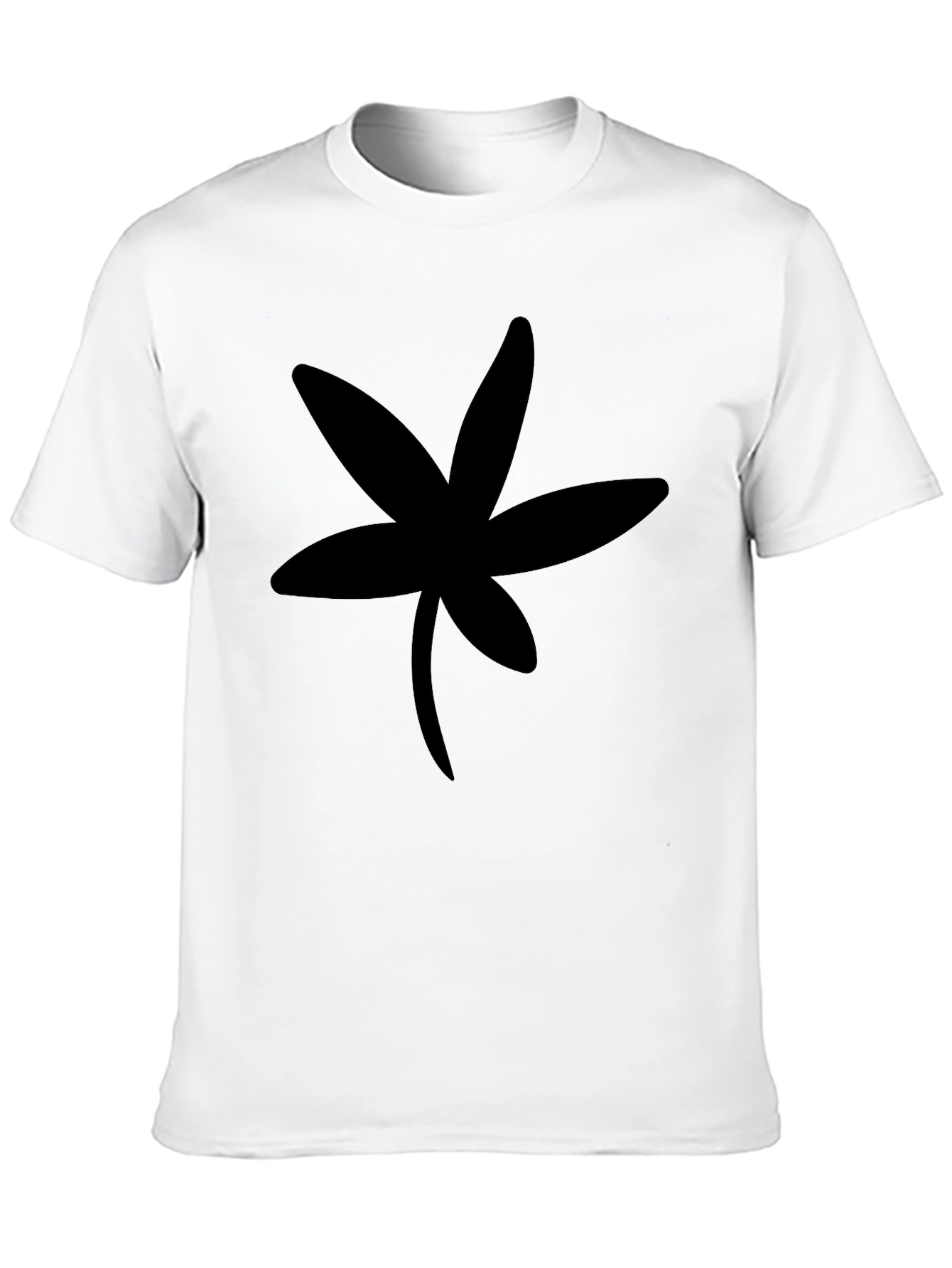 Black T-Shirt with Unique Floral Silhouette