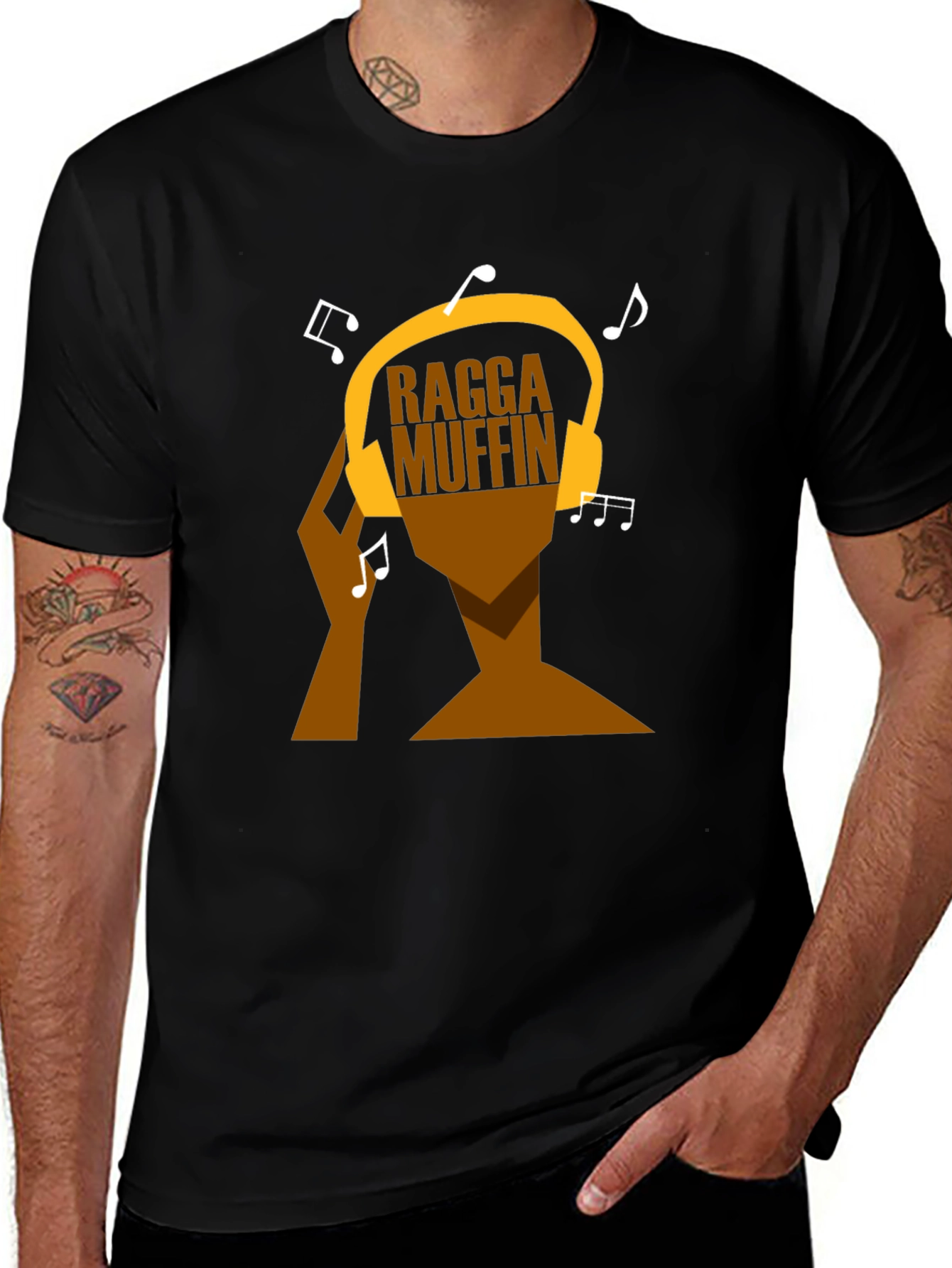 Ragga Muffin Graphic Tee - Black Cotton T-Shirt