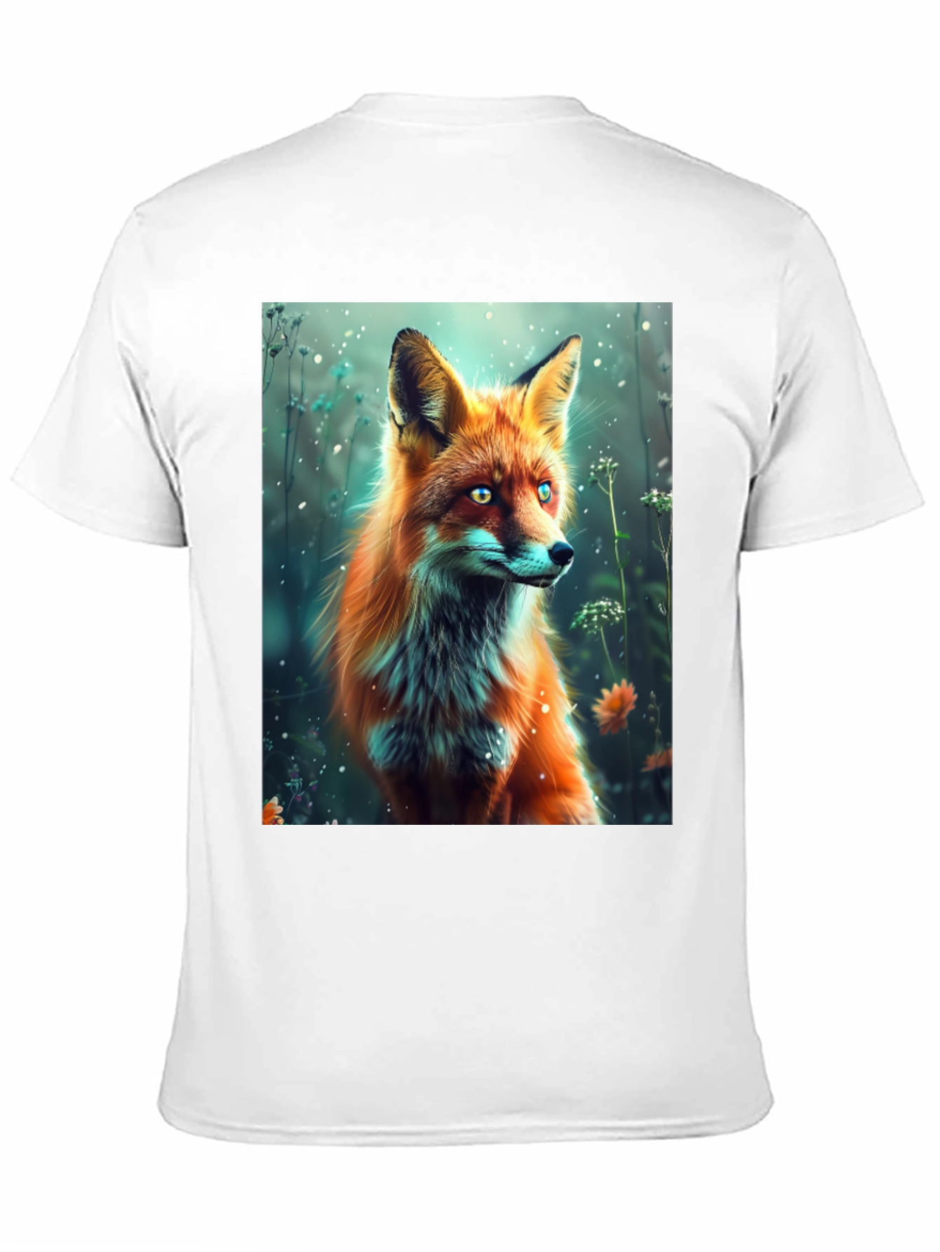 Fox Art Print Black T-Shirt