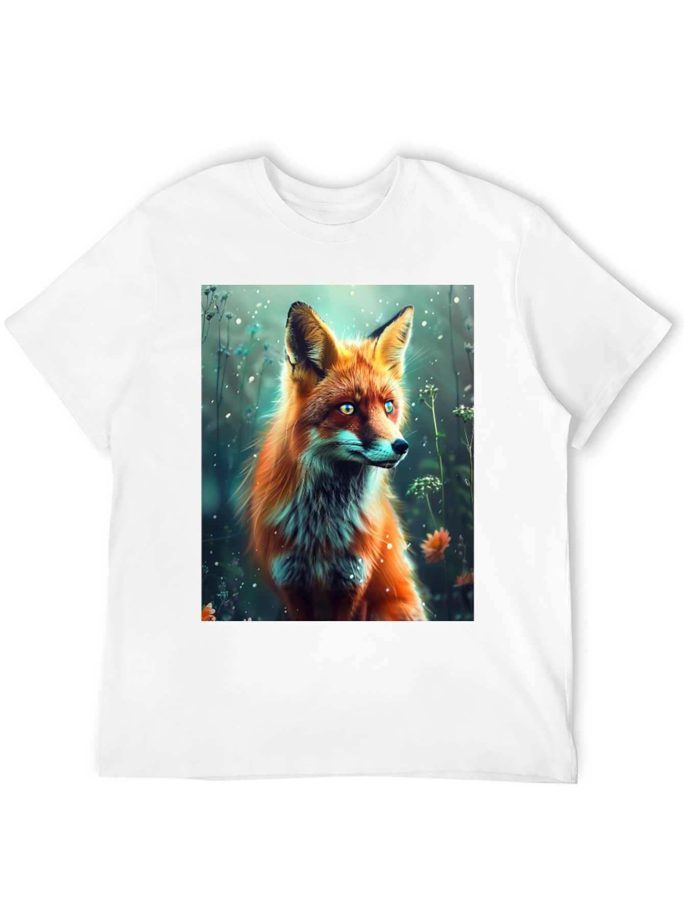 Fox Art Print Black T-Shirt