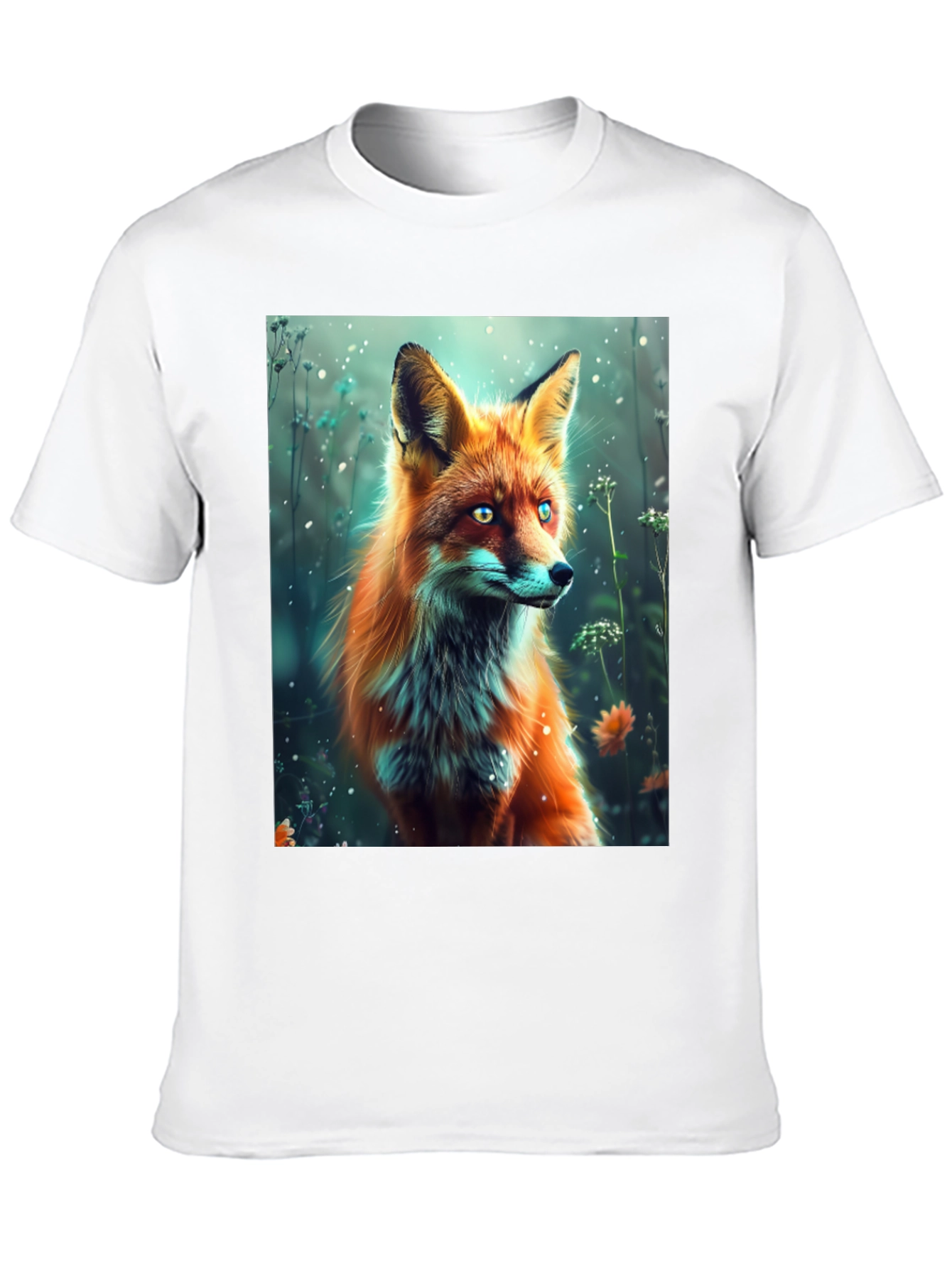 Fox Art Print Black T-Shirt