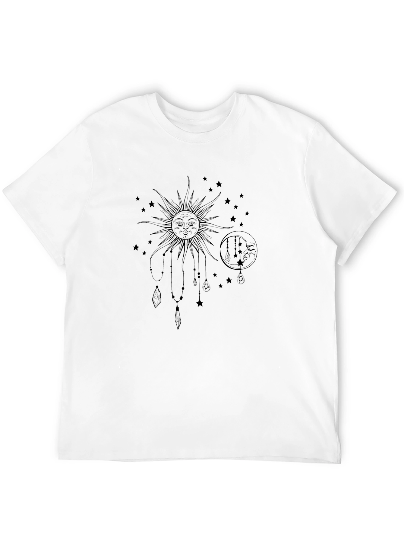 Celestial Sun & Moon Graphic Tee - Black