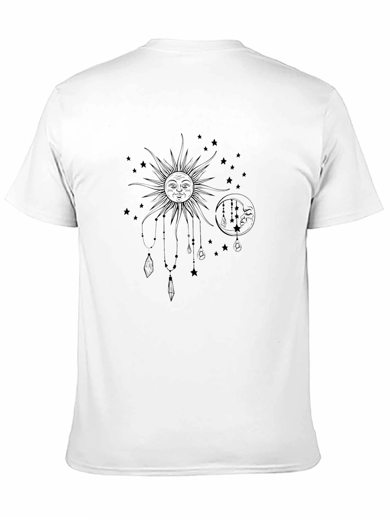 Celestial Sun & Moon Graphic Tee - Black