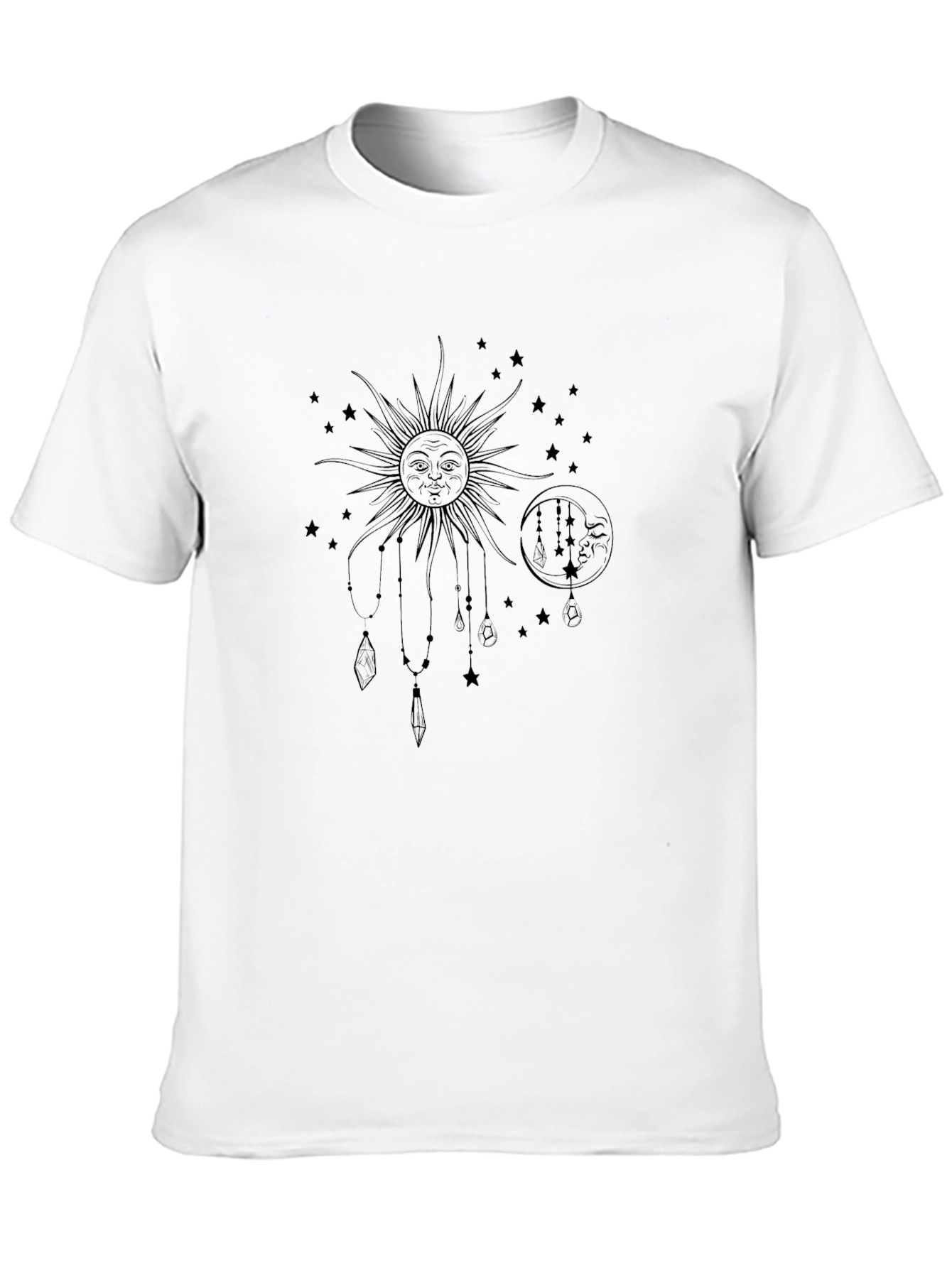 Celestial Sun & Moon Graphic Tee - Black