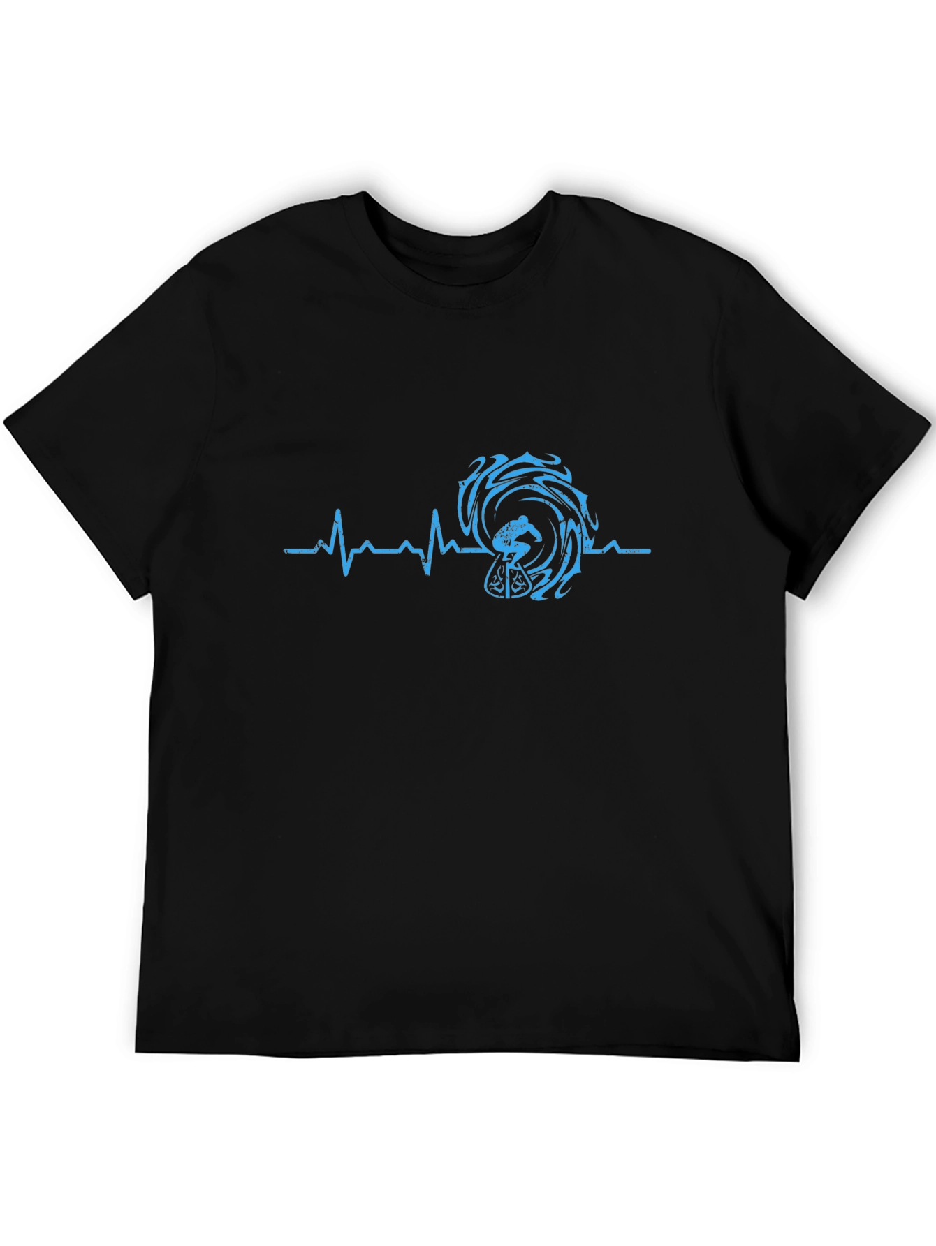 Surfing Heartbeat Tee - Black Graphic T-Shirt