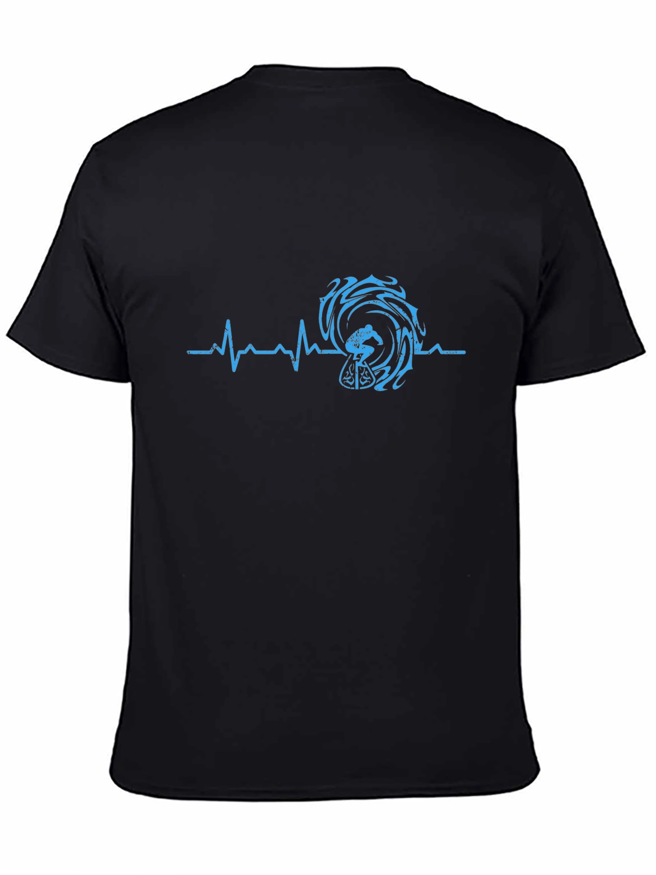 Surfing Heartbeat Tee - Black Graphic T-Shirt