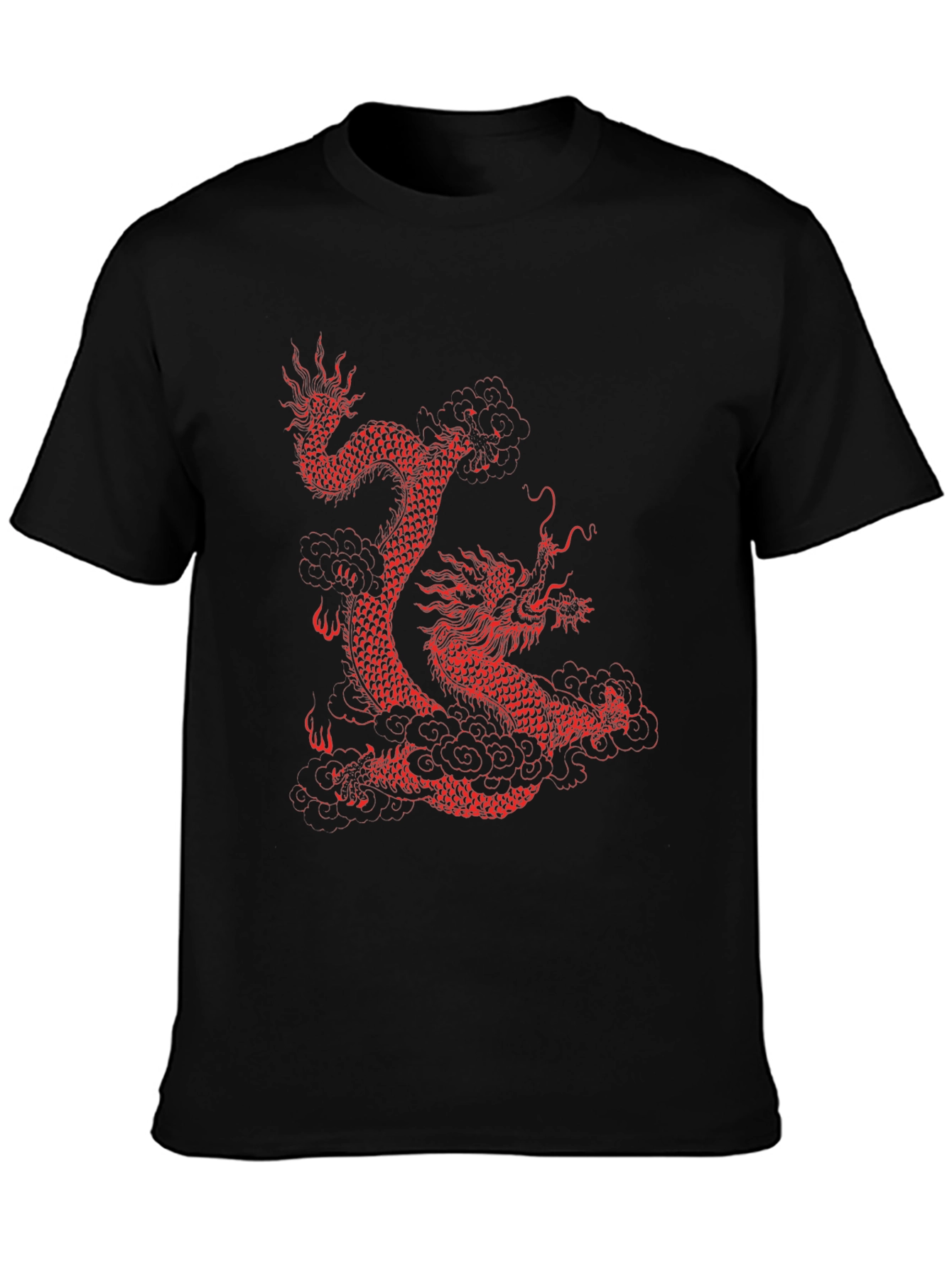 Dragon Graphic Tee - Red Dragon on Black