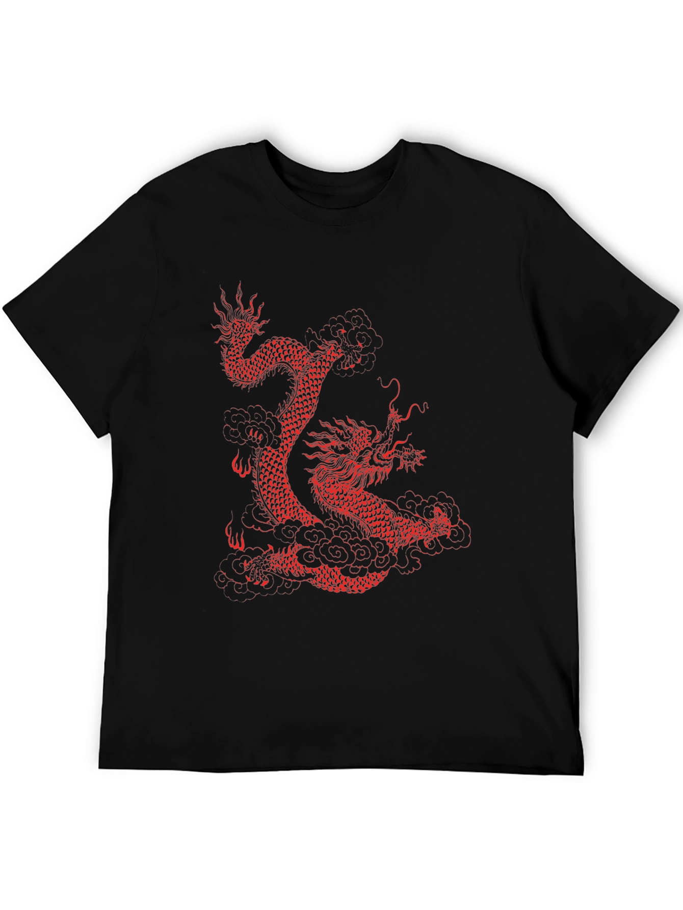 Dragon Graphic Tee - Red Dragon on Black