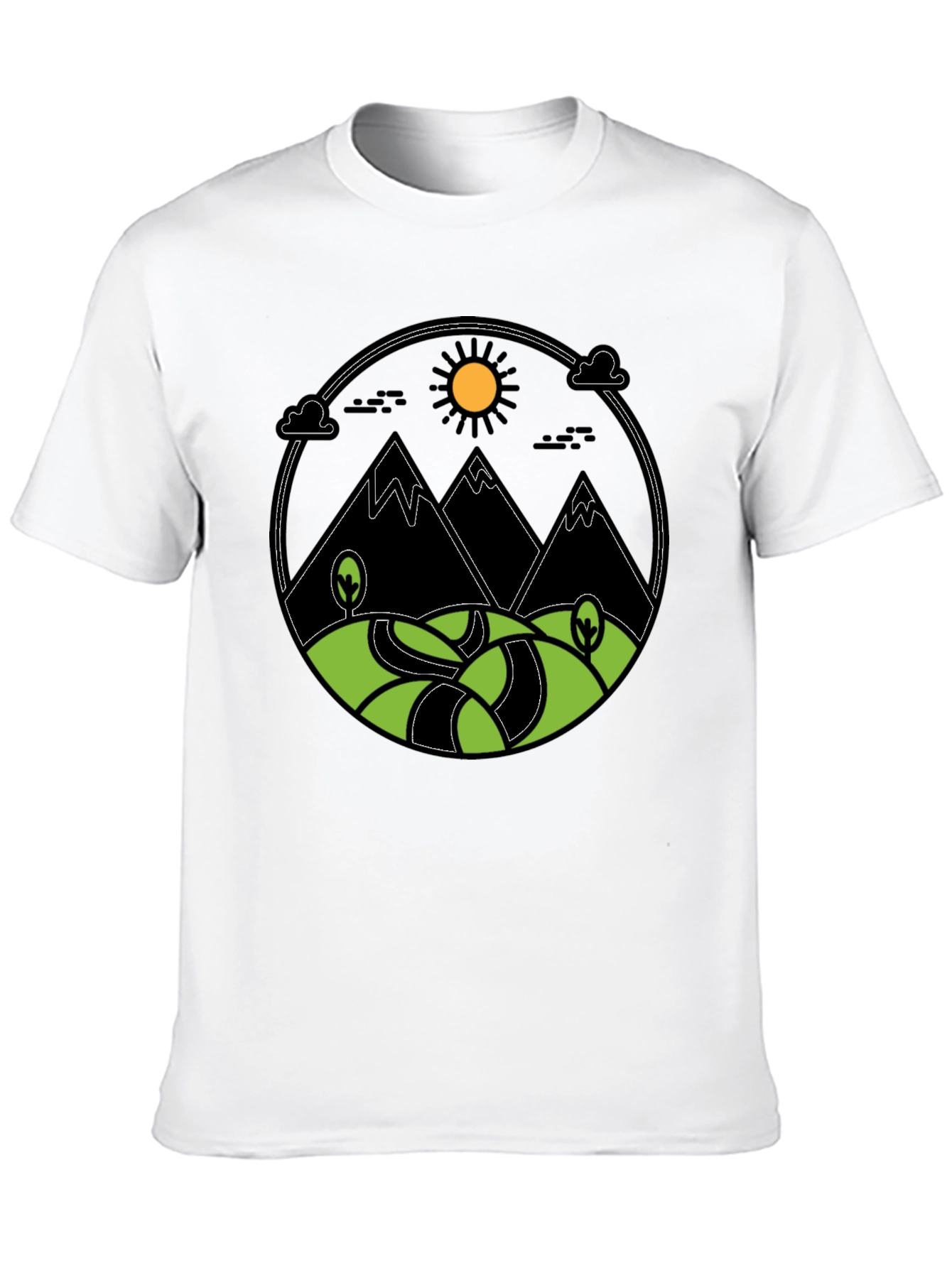 Mountain Scene Graphic Print Tee - Black