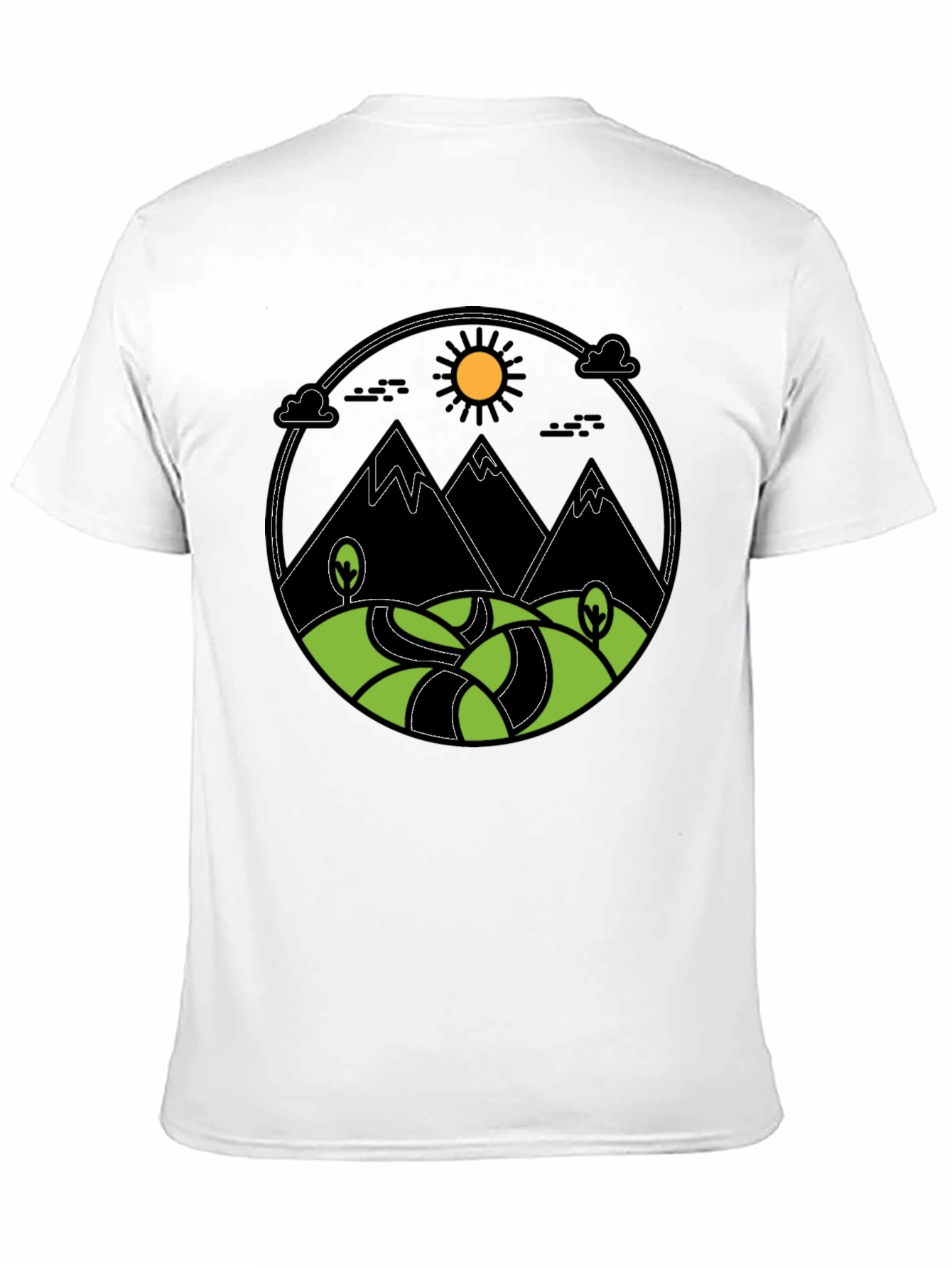 Mountain Scene Graphic Print Tee - Black