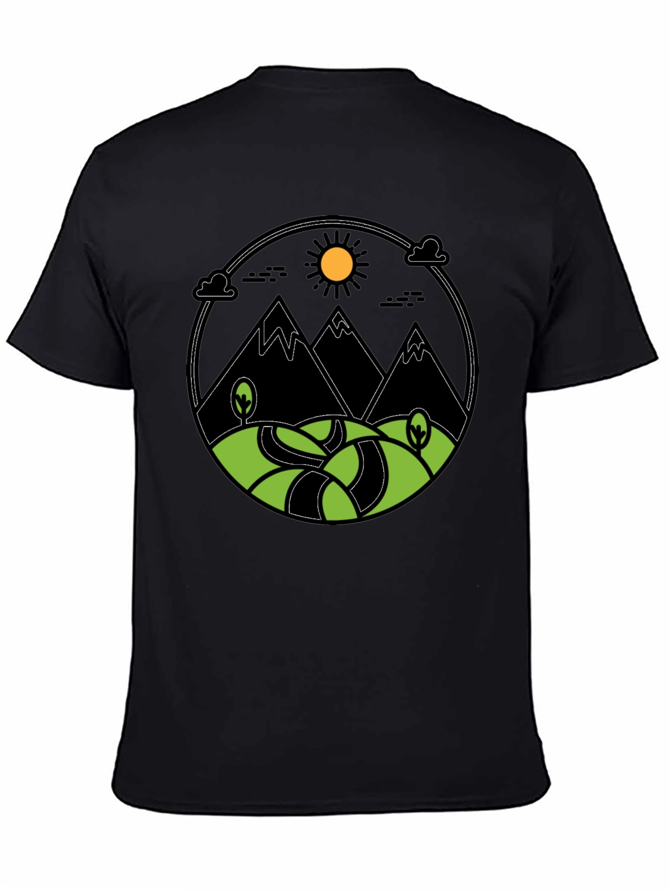 Mountain Scene Graphic Print Tee - Black