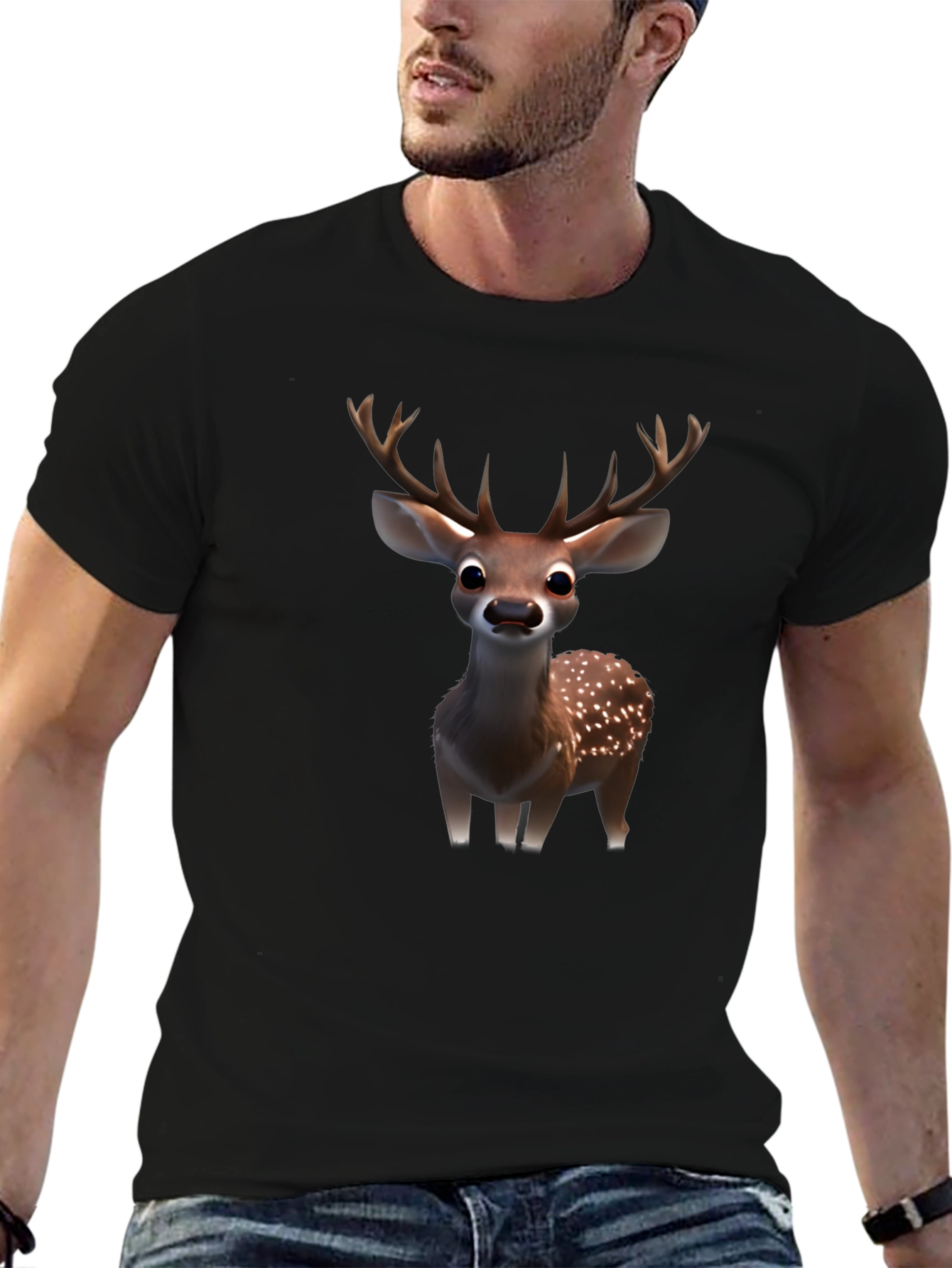Deer Graphic T-Shirt - Mens Black Tee