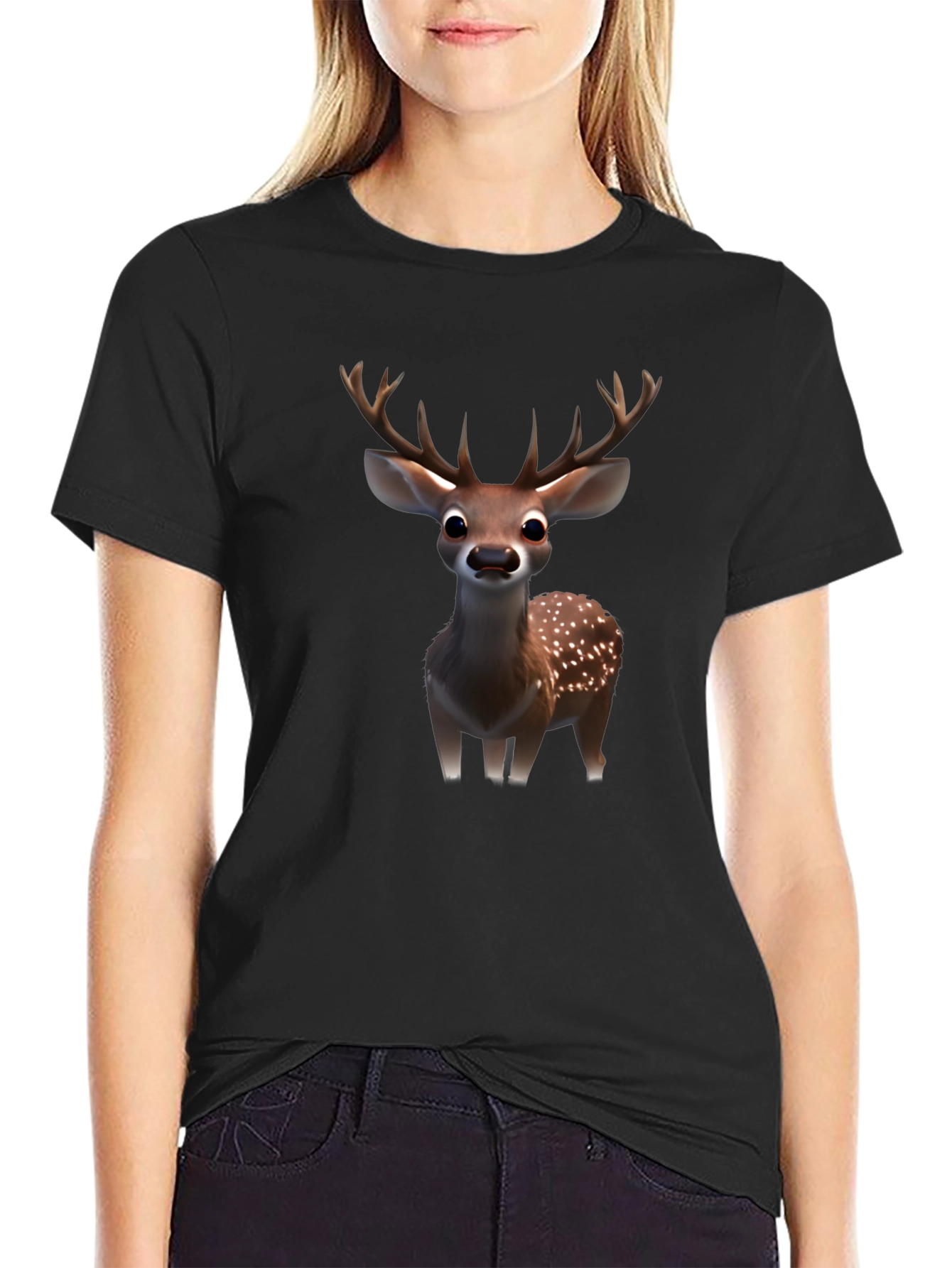 Deer Graphic T-Shirt - Mens Black Tee