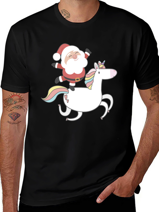 Santa Riding Unicorn Graphic Tee