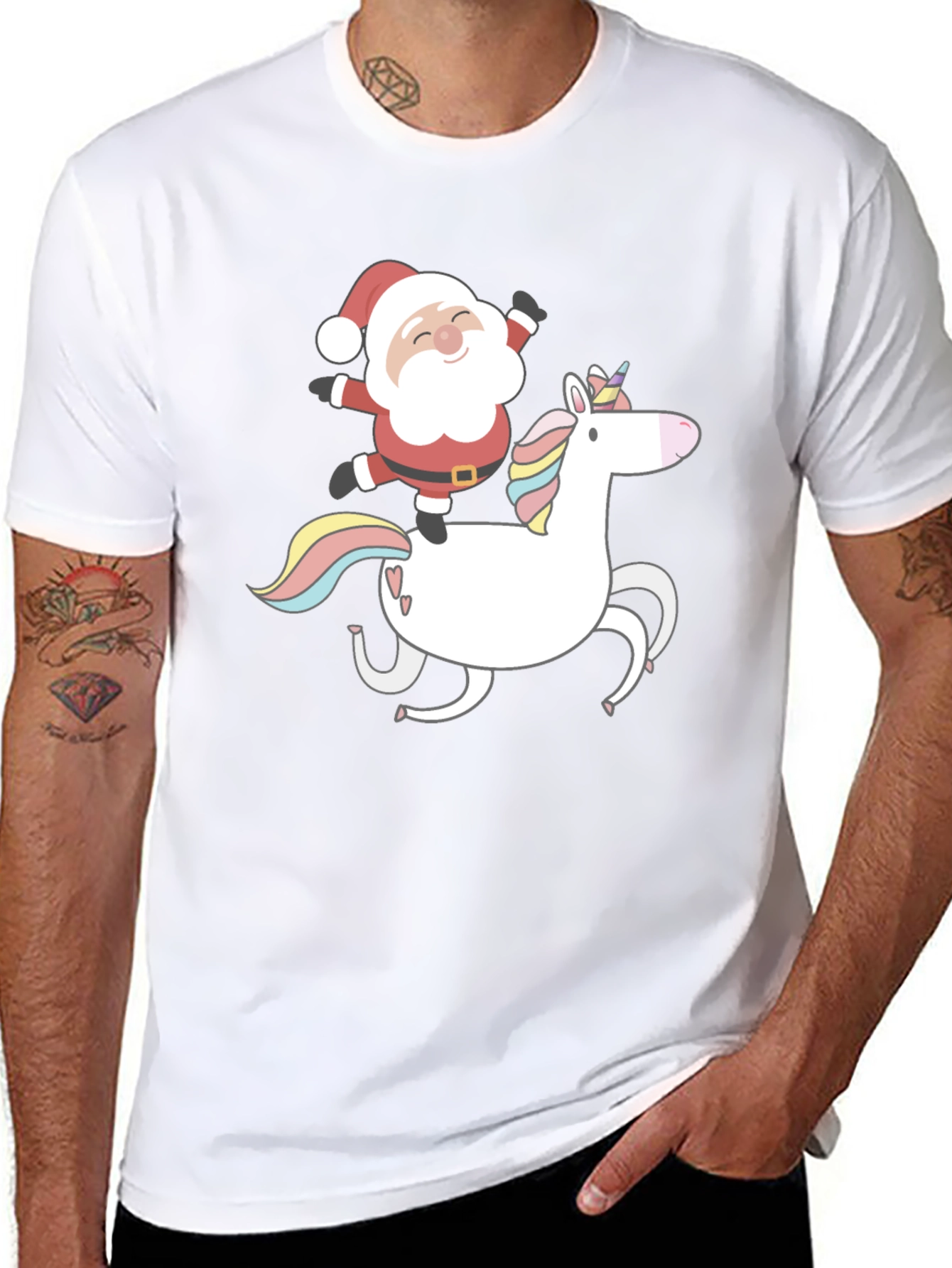 Santa Riding Unicorn Graphic Tee