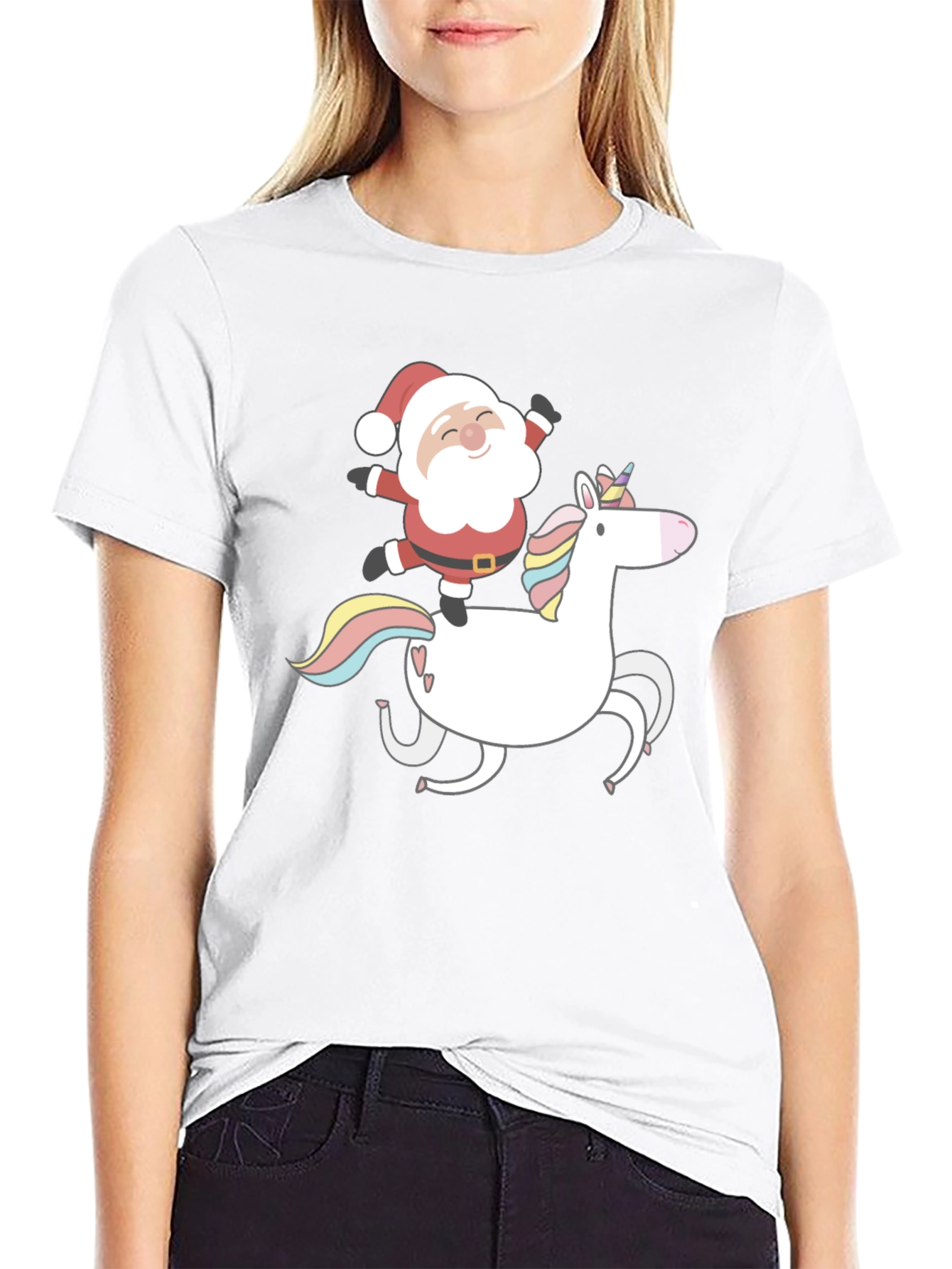 Santa Riding Unicorn Graphic Tee