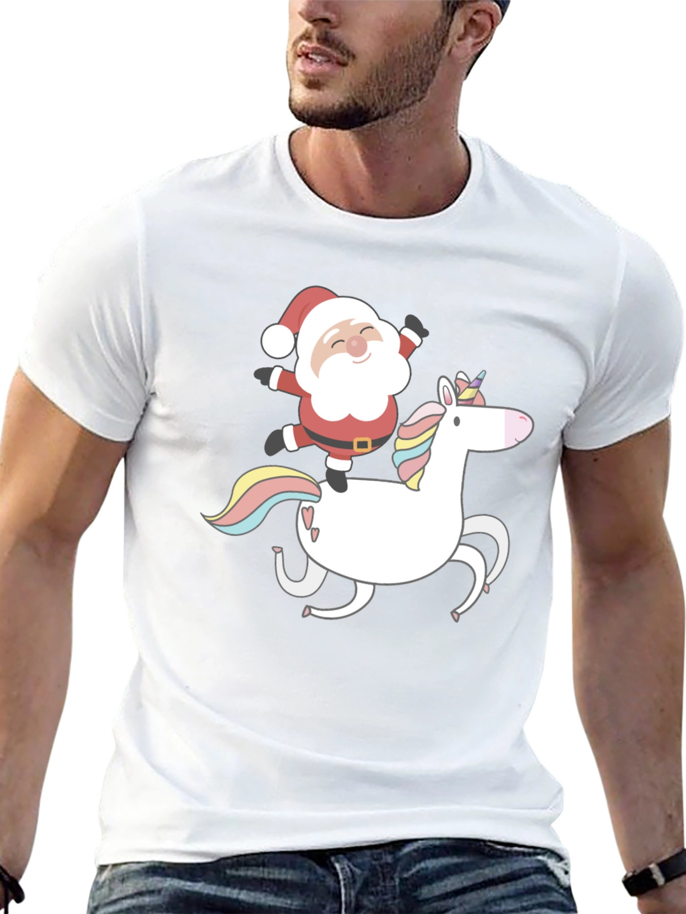 Santa Riding Unicorn Graphic Tee