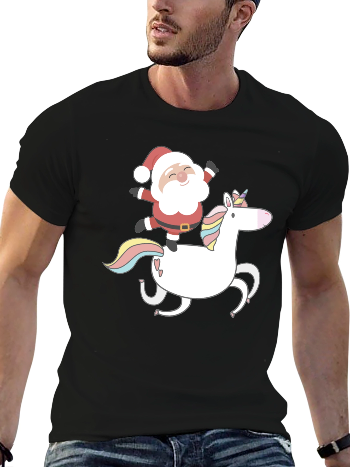 Santa Riding Unicorn Graphic Tee