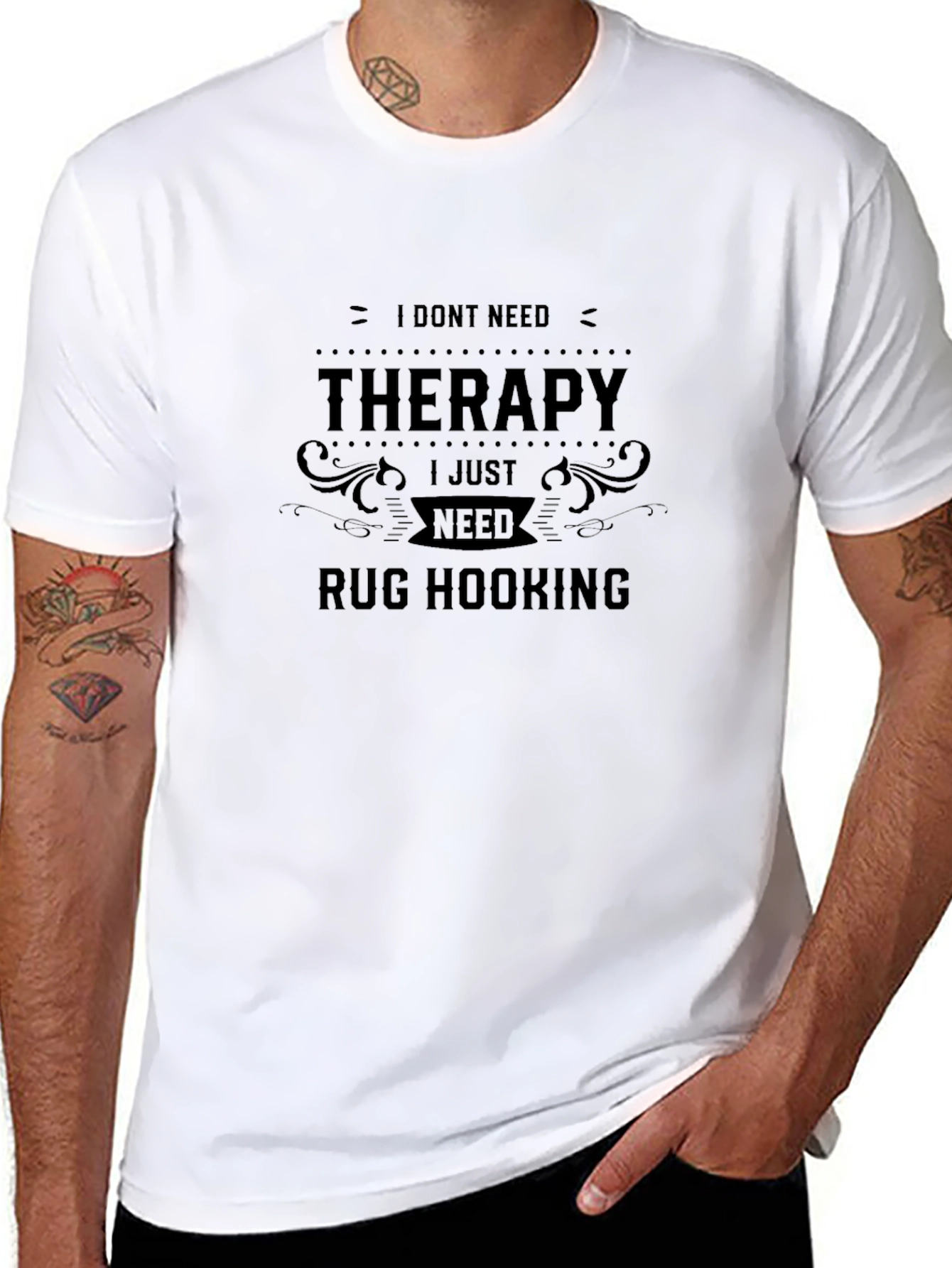 I Dont Need Therapy Rug Hooking Black T-Shirt