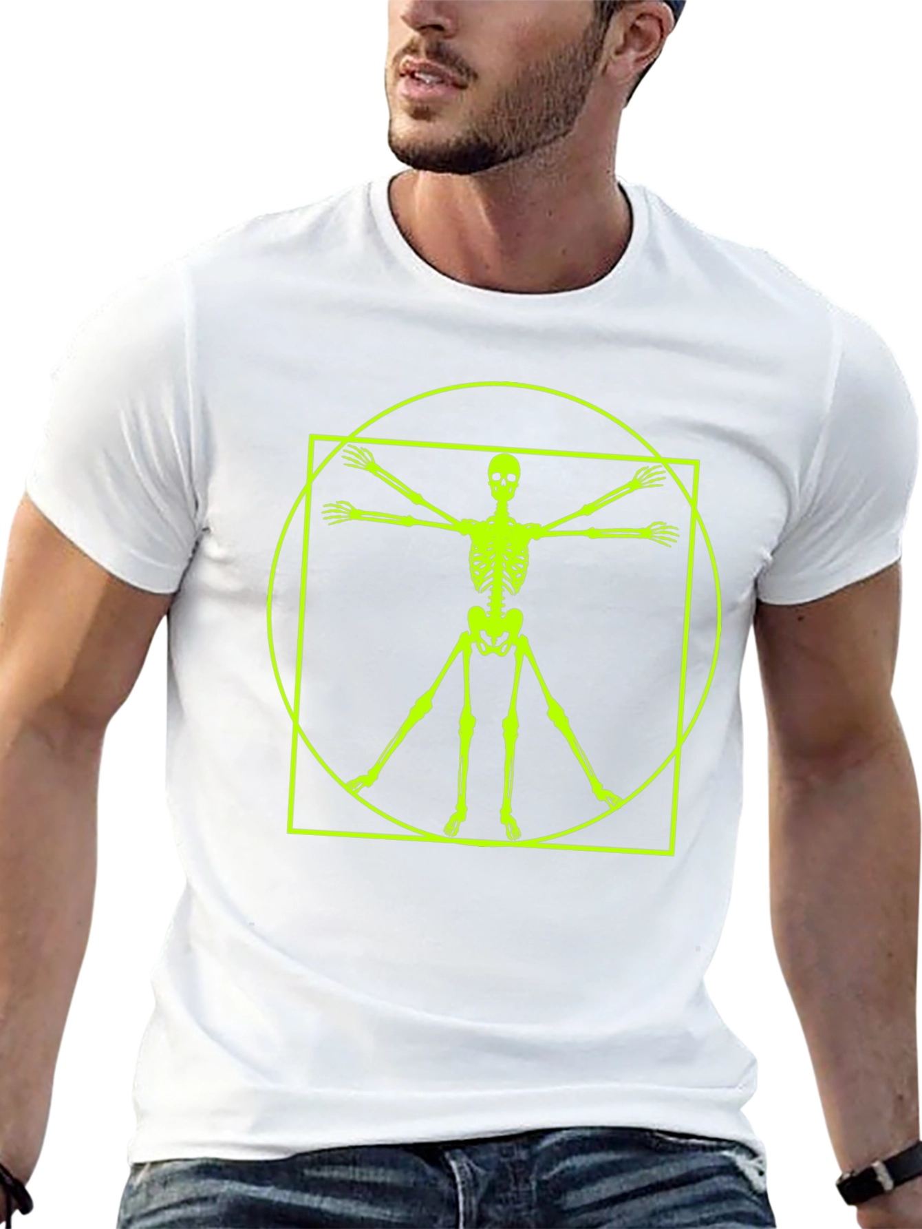 Vitruvian Skeleton T-Shirt - Anatomical Black Tee