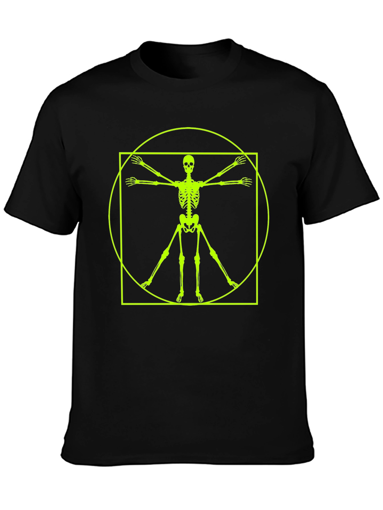 Vitruvian Skeleton T-Shirt - Anatomical Black Tee