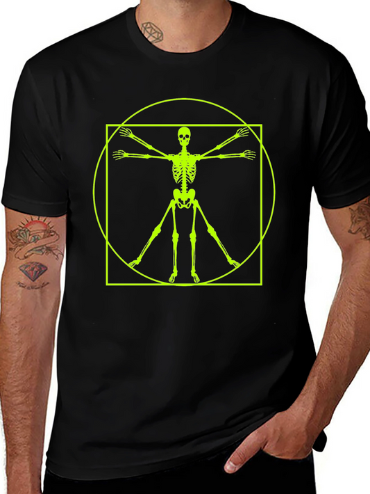 Vitruvian Skeleton T-Shirt - Anatomical Black Tee