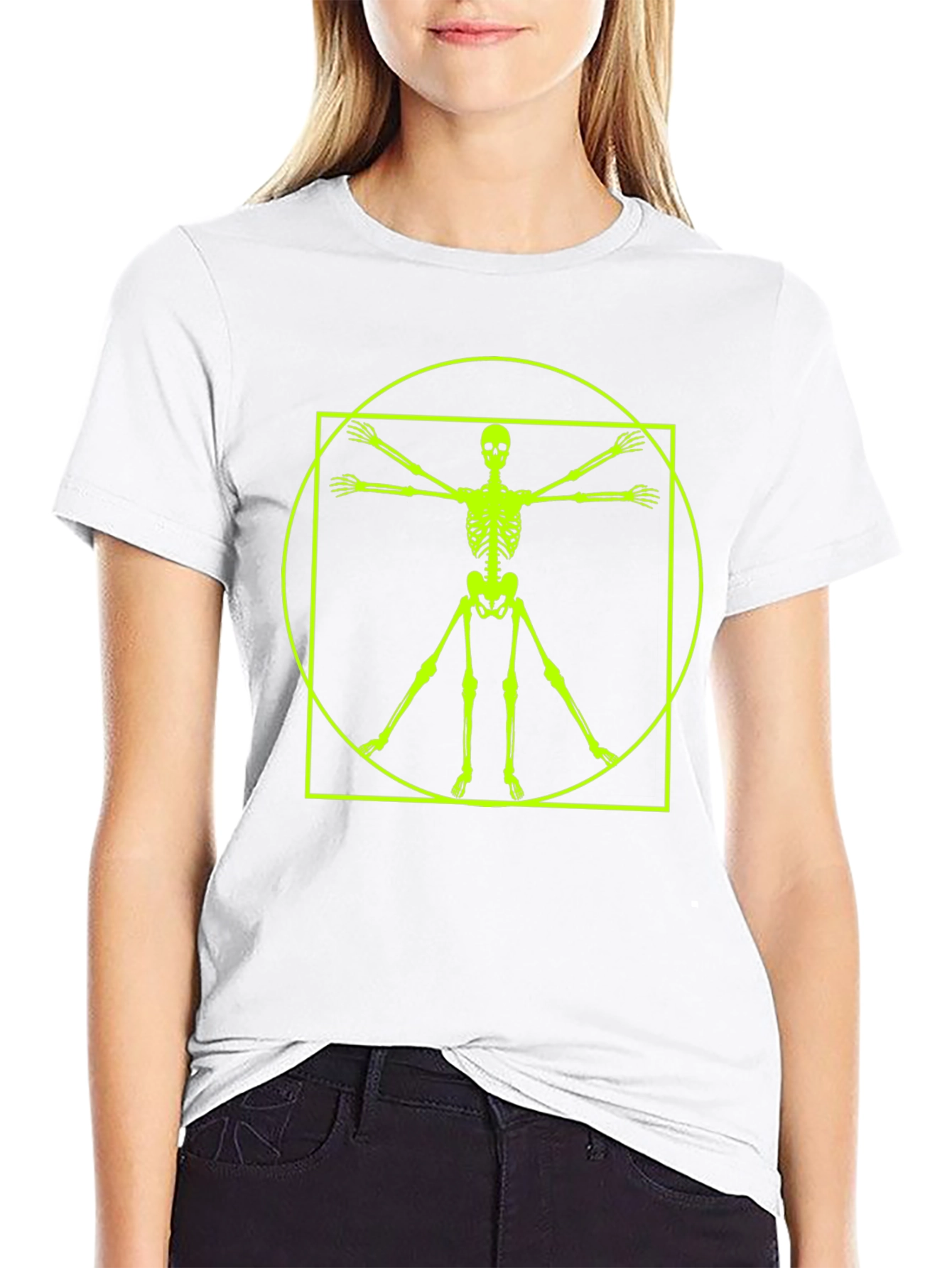 Vitruvian Skeleton T-Shirt - Anatomical Black Tee