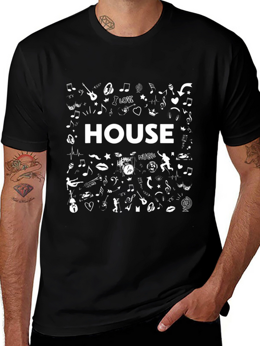 House Music T-Shirt - Black Graphic Tee