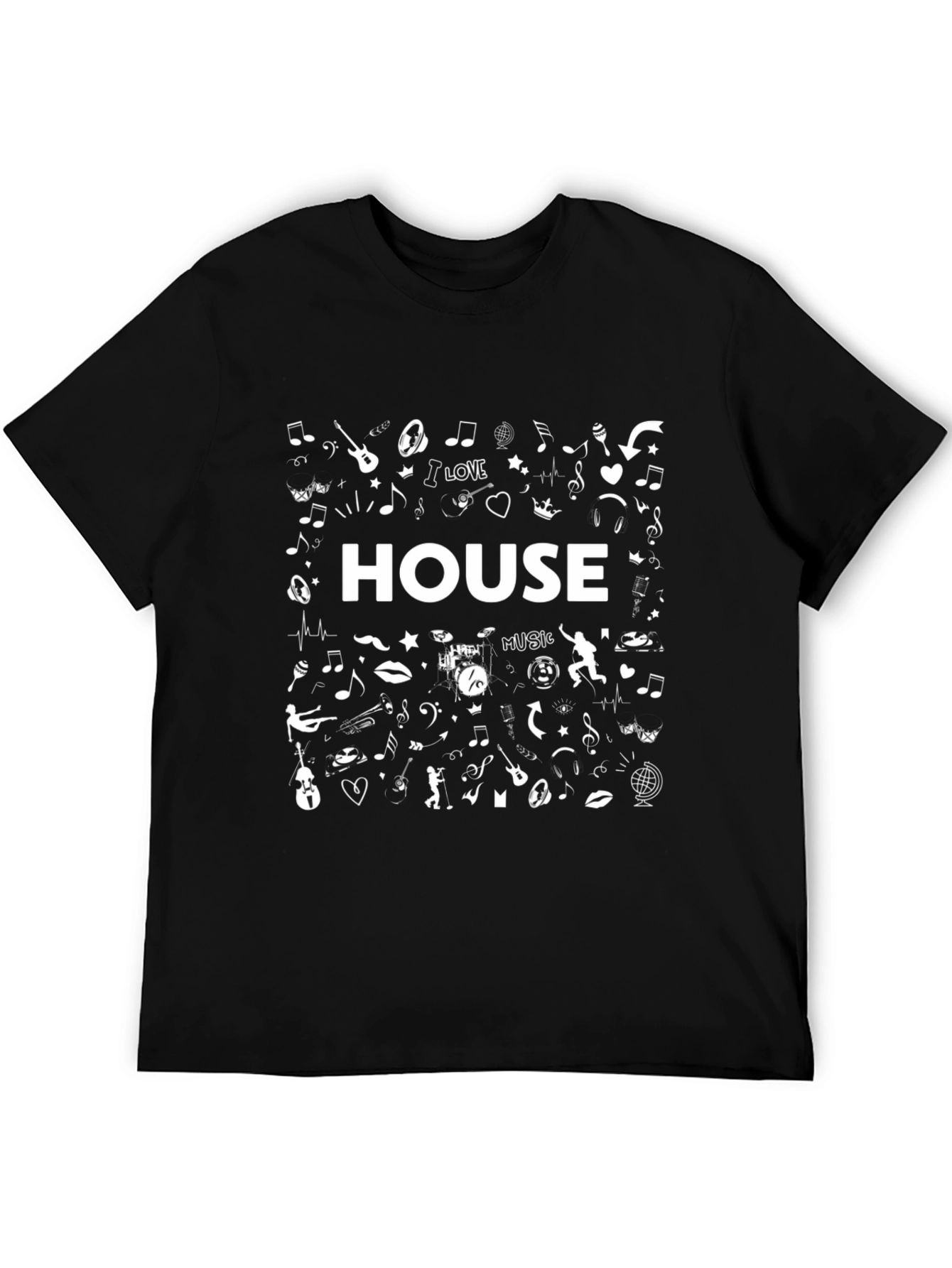 House Music T-Shirt - Black Graphic Tee