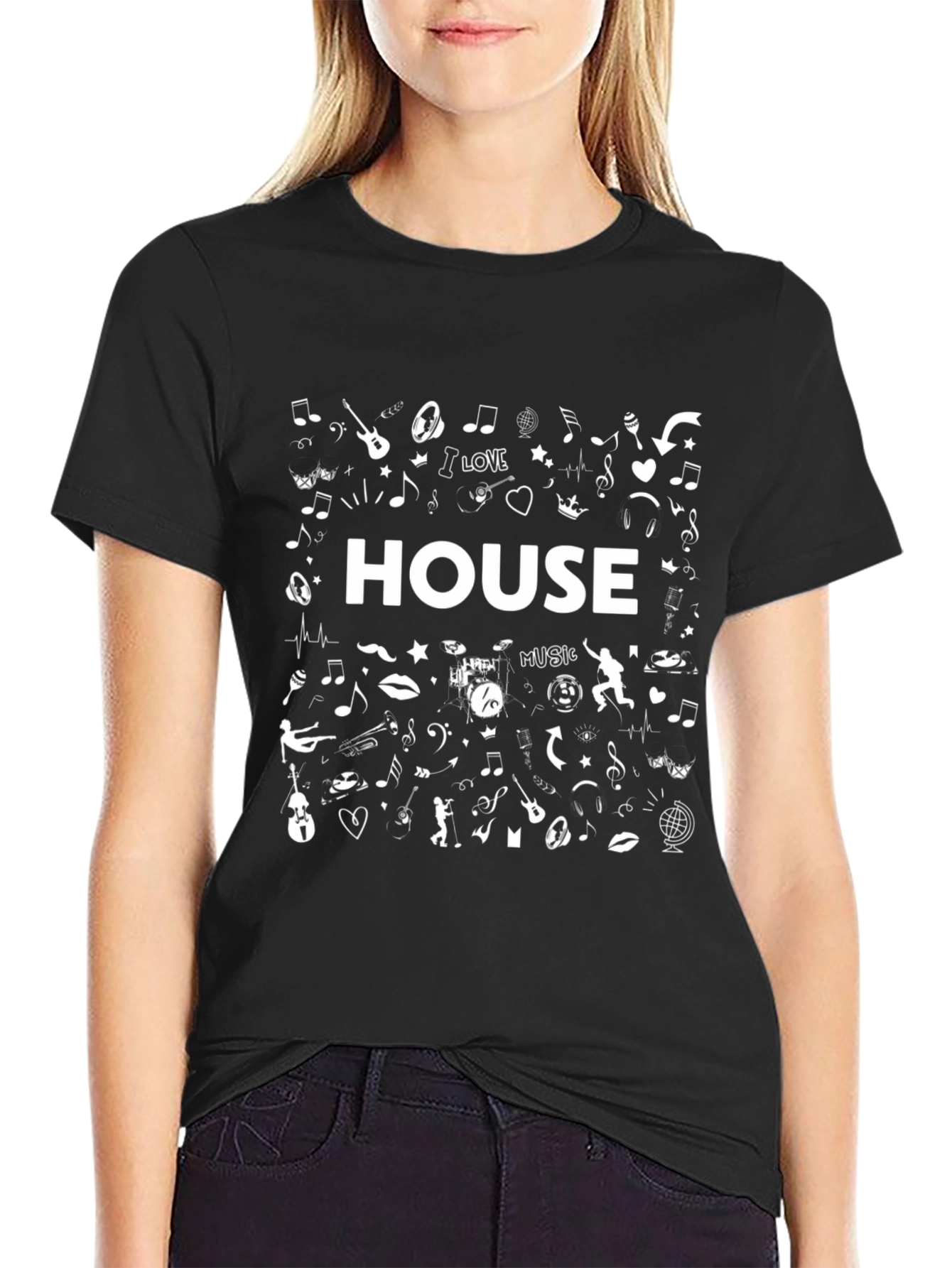 House Music T-Shirt - Black Graphic Tee