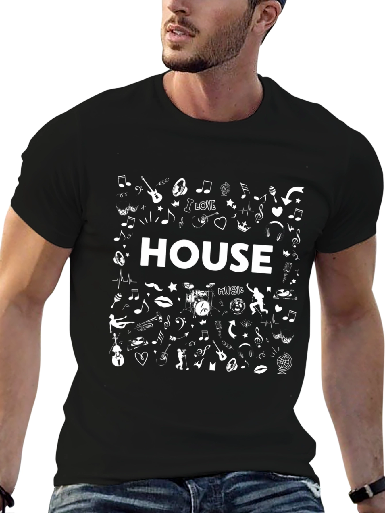 House Music T-Shirt - Black Graphic Tee