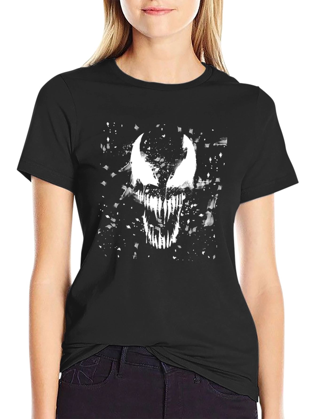 Venom Graphic Print Black T-Shirt