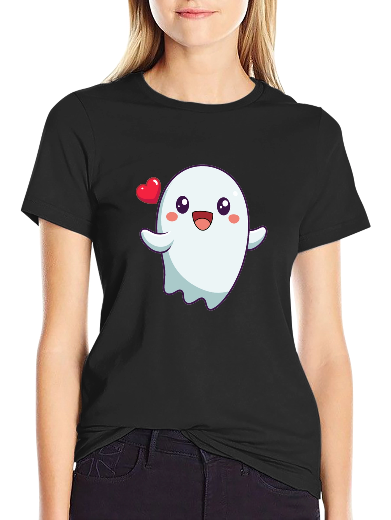 Cute Ghost with Heart T-Shirt - Halloween Tee