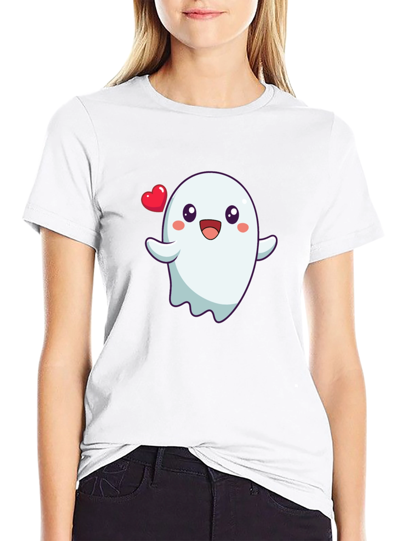Cute Ghost with Heart T-Shirt - Halloween Tee