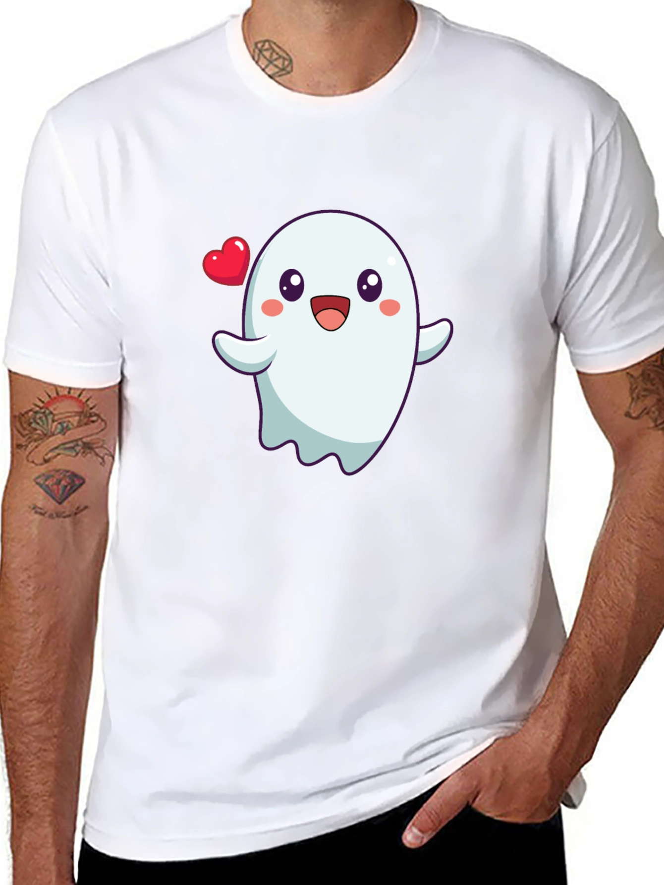 Cute Ghost with Heart T-Shirt - Halloween Tee