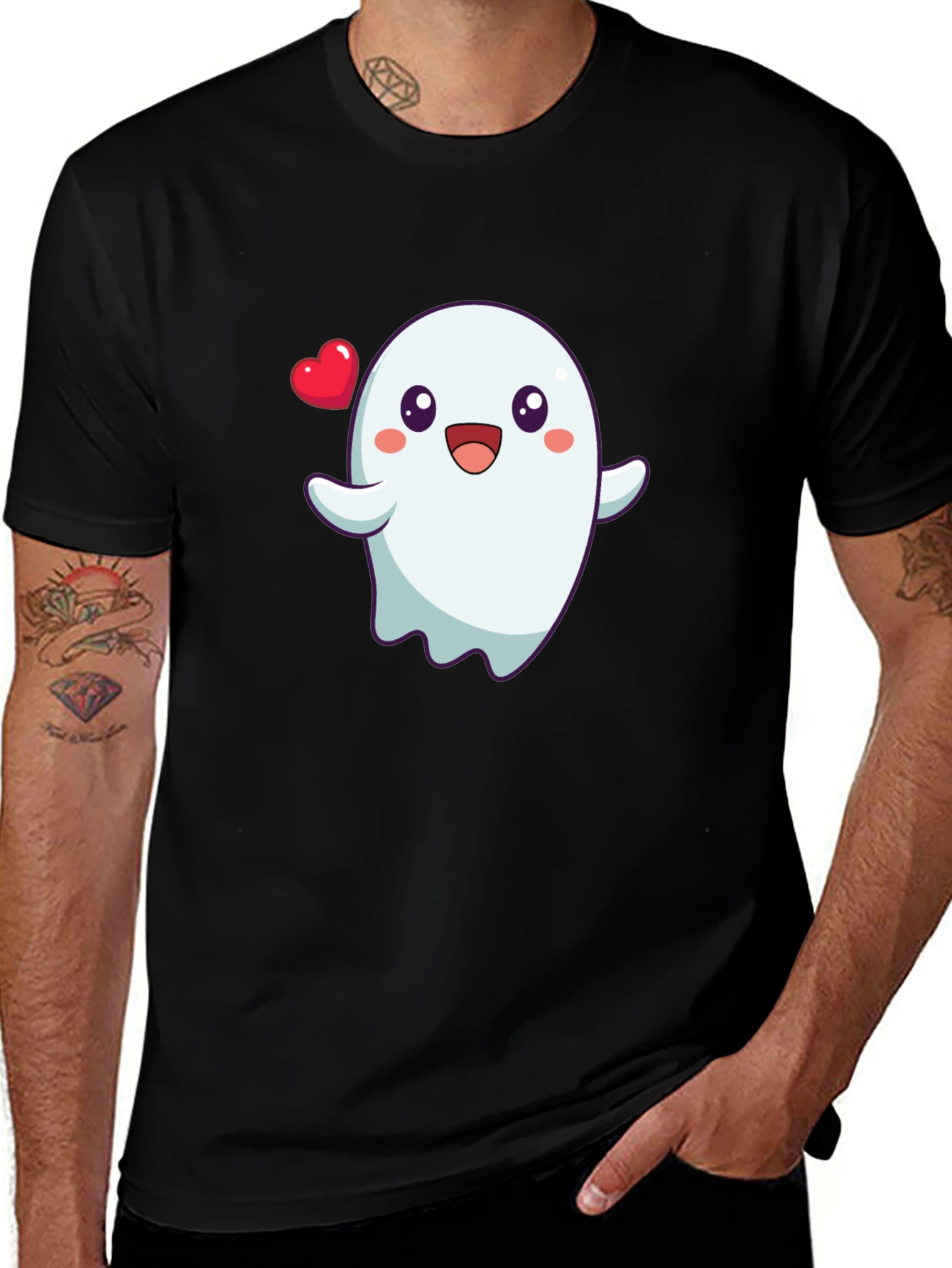 Cute Ghost with Heart T-Shirt - Halloween Tee