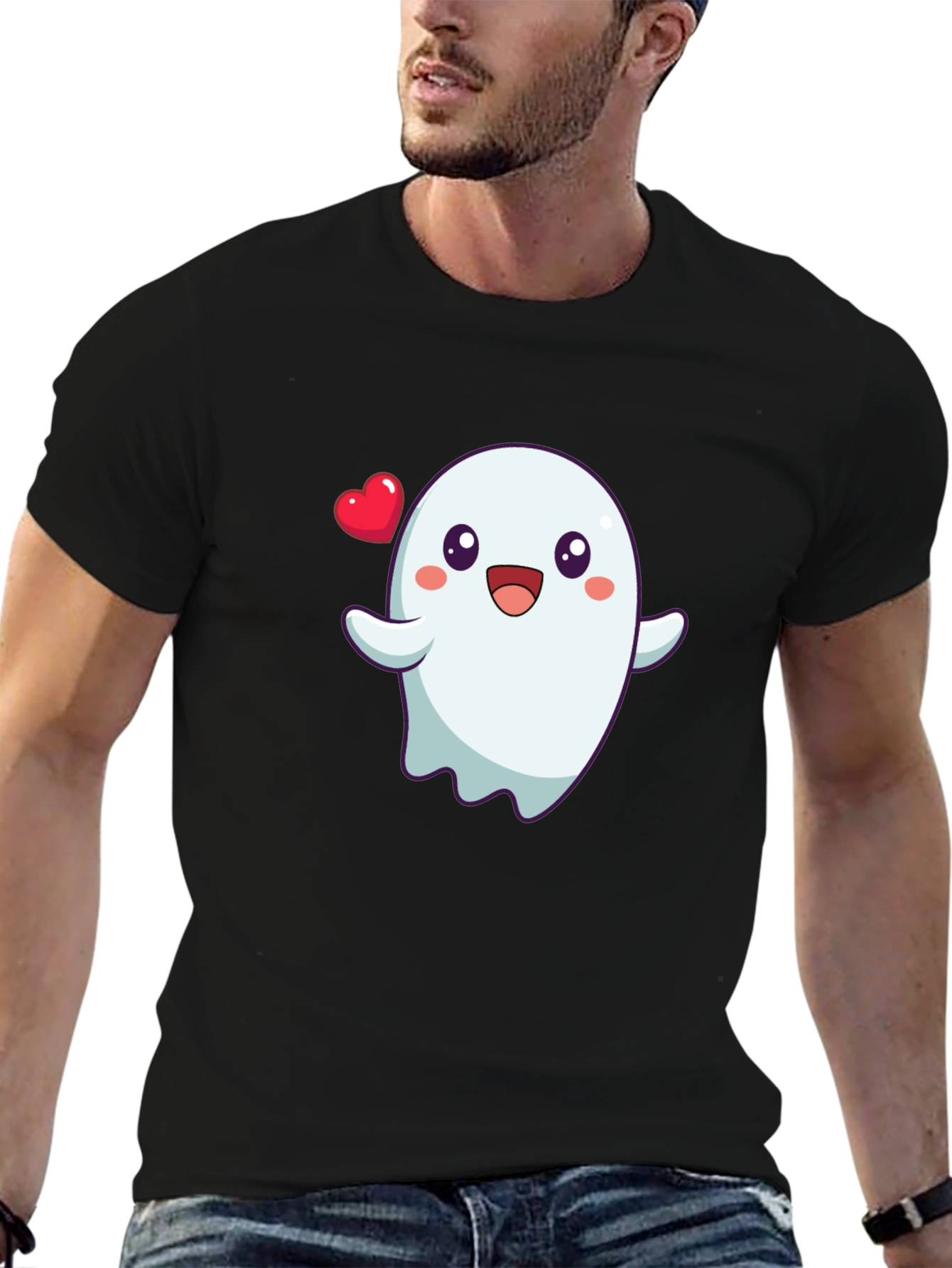 Cute Ghost with Heart T-Shirt - Halloween Tee