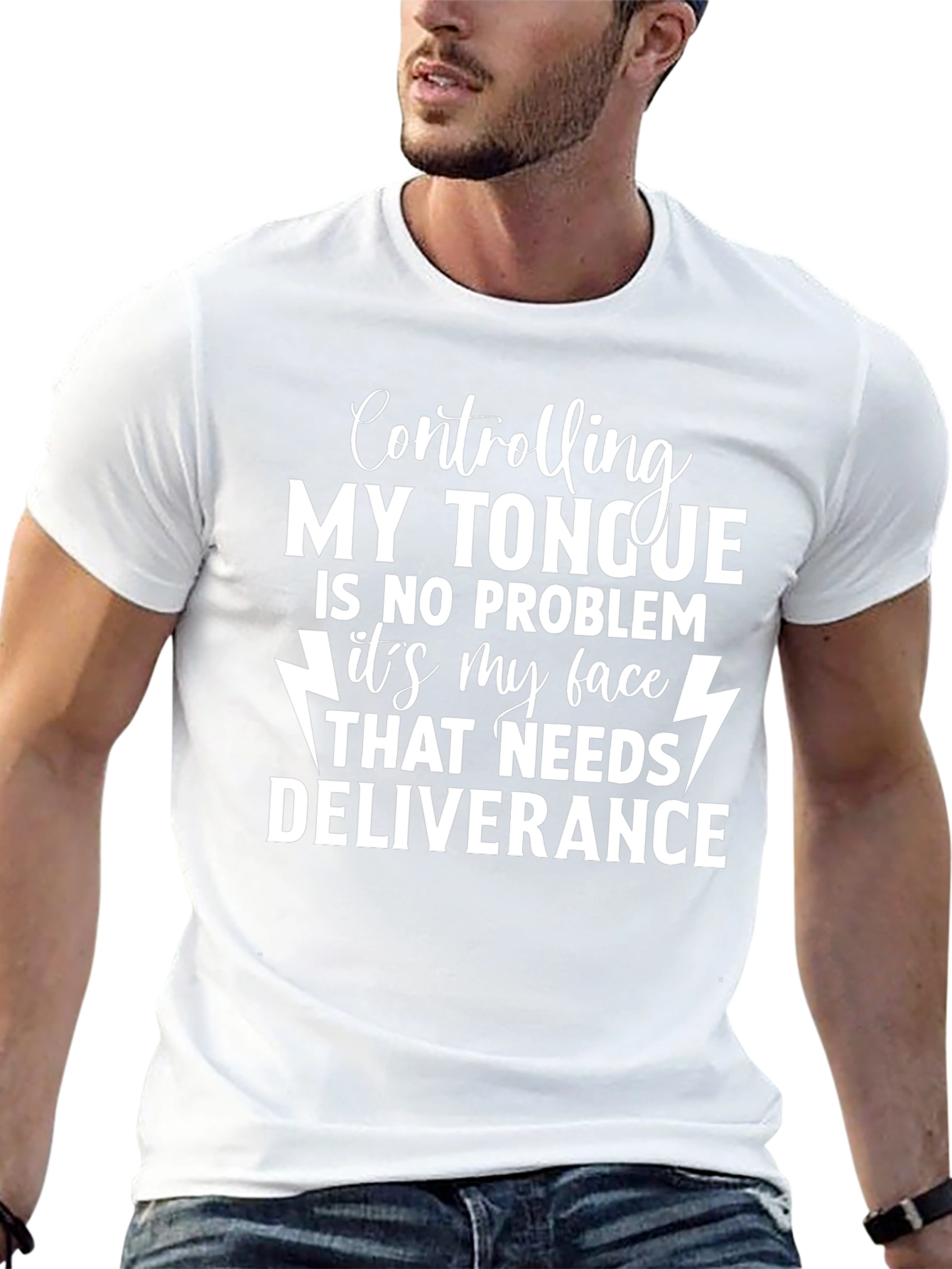 Controlling My Tongue T-Shirt Funny Humor Tee