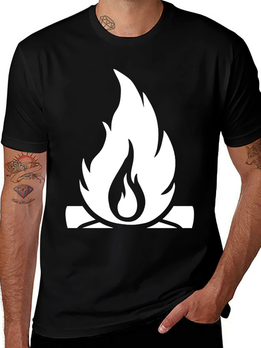 Campfire Graphic Tee - Black Cotton Casual Shirt