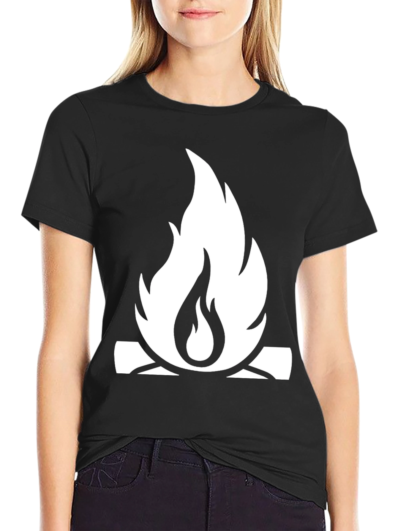 Campfire Graphic Tee - Black Cotton Casual Shirt