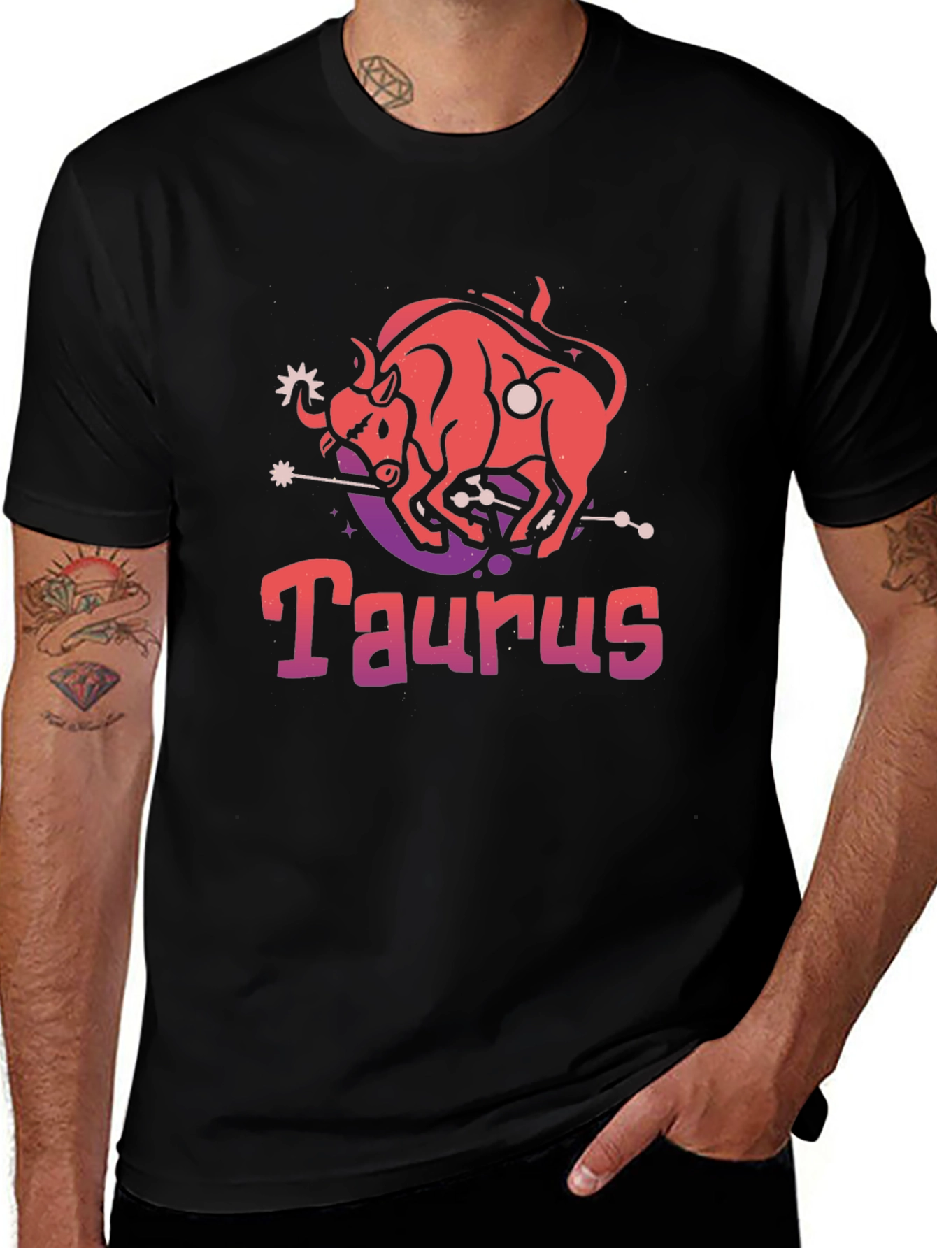 Taurus Zodiac Graphic T-Shirt - Black