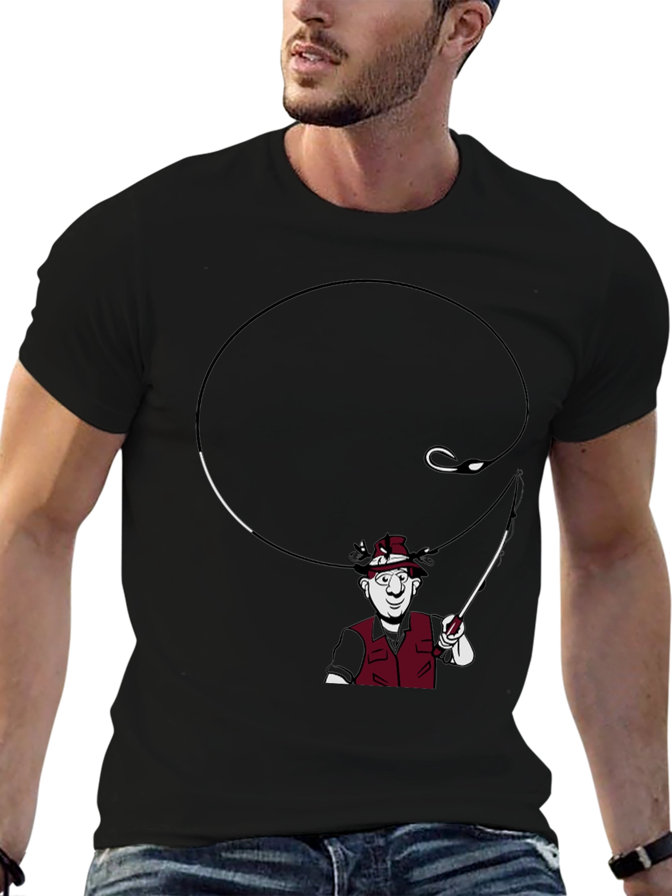 Fishing Cartoon Graphic T-Shirt