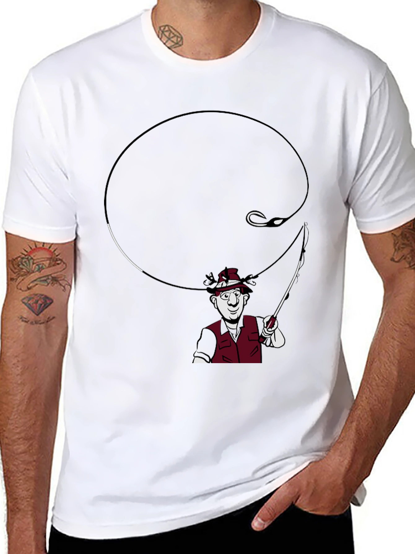 Fishing Cartoon Graphic T-Shirt