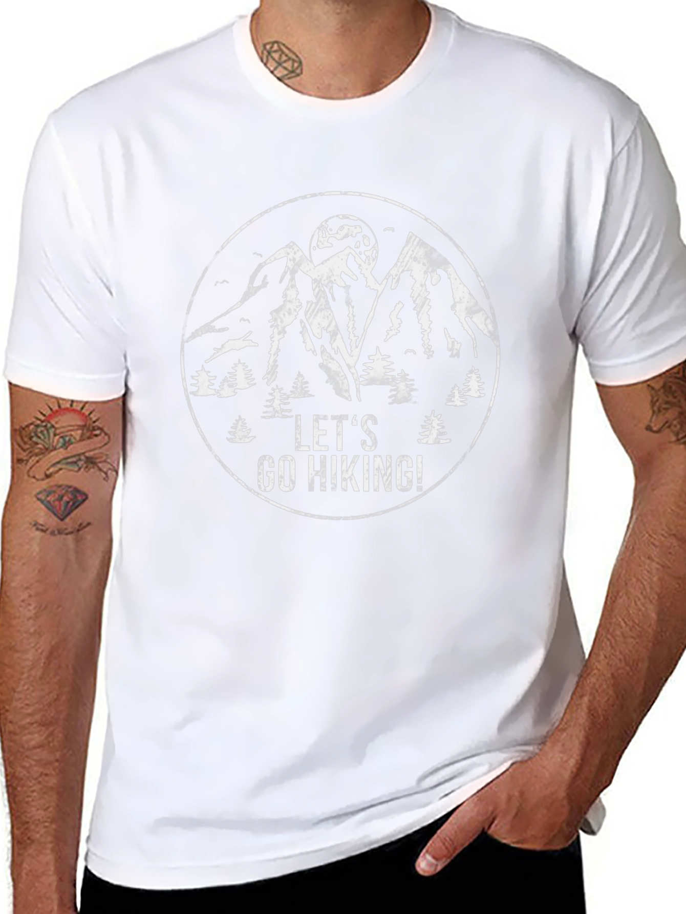 Lets Go Hiking Graphic Tee - Mountain Adventure Shirt