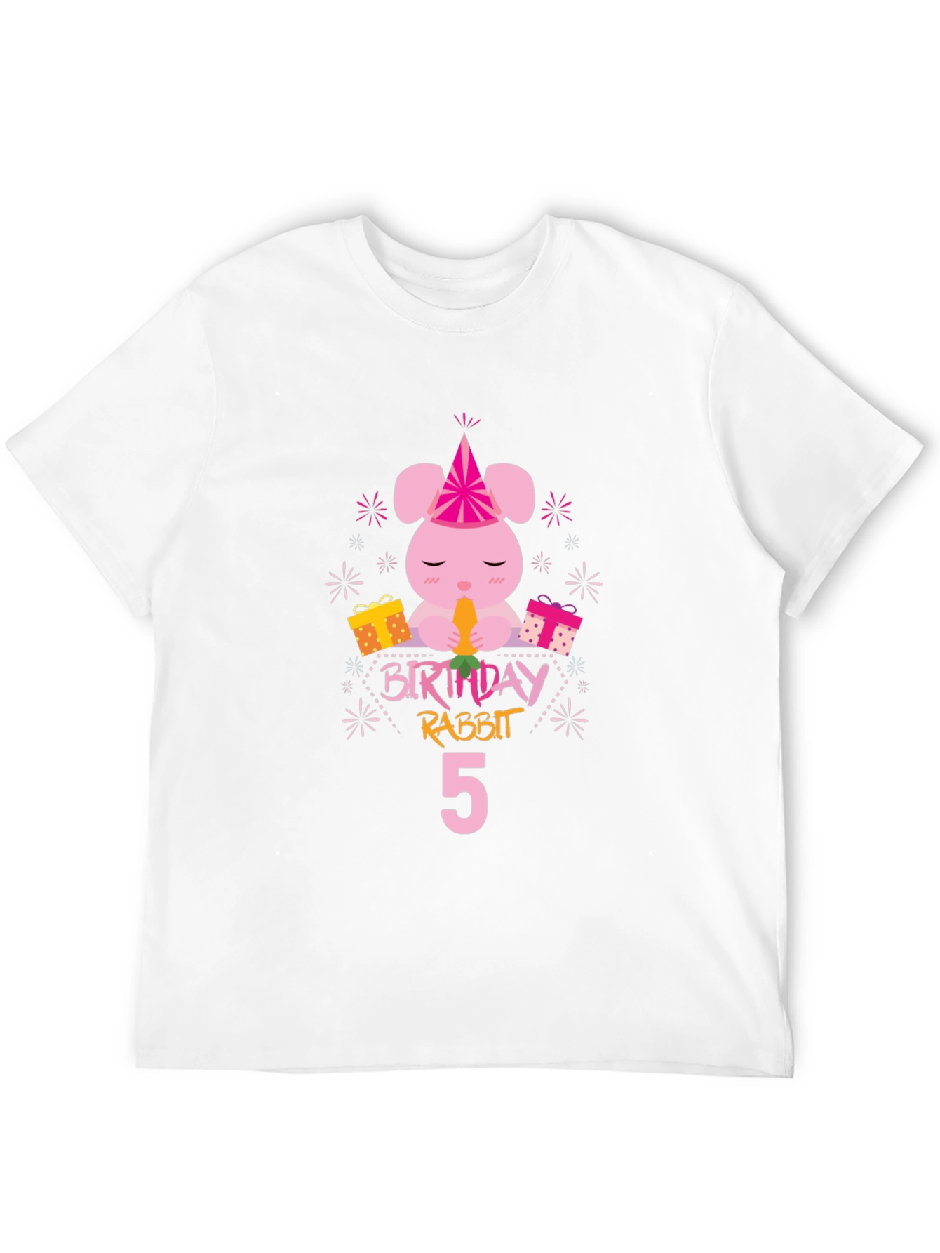 Birthday Rabbit 5th Birthday Black T-shirt