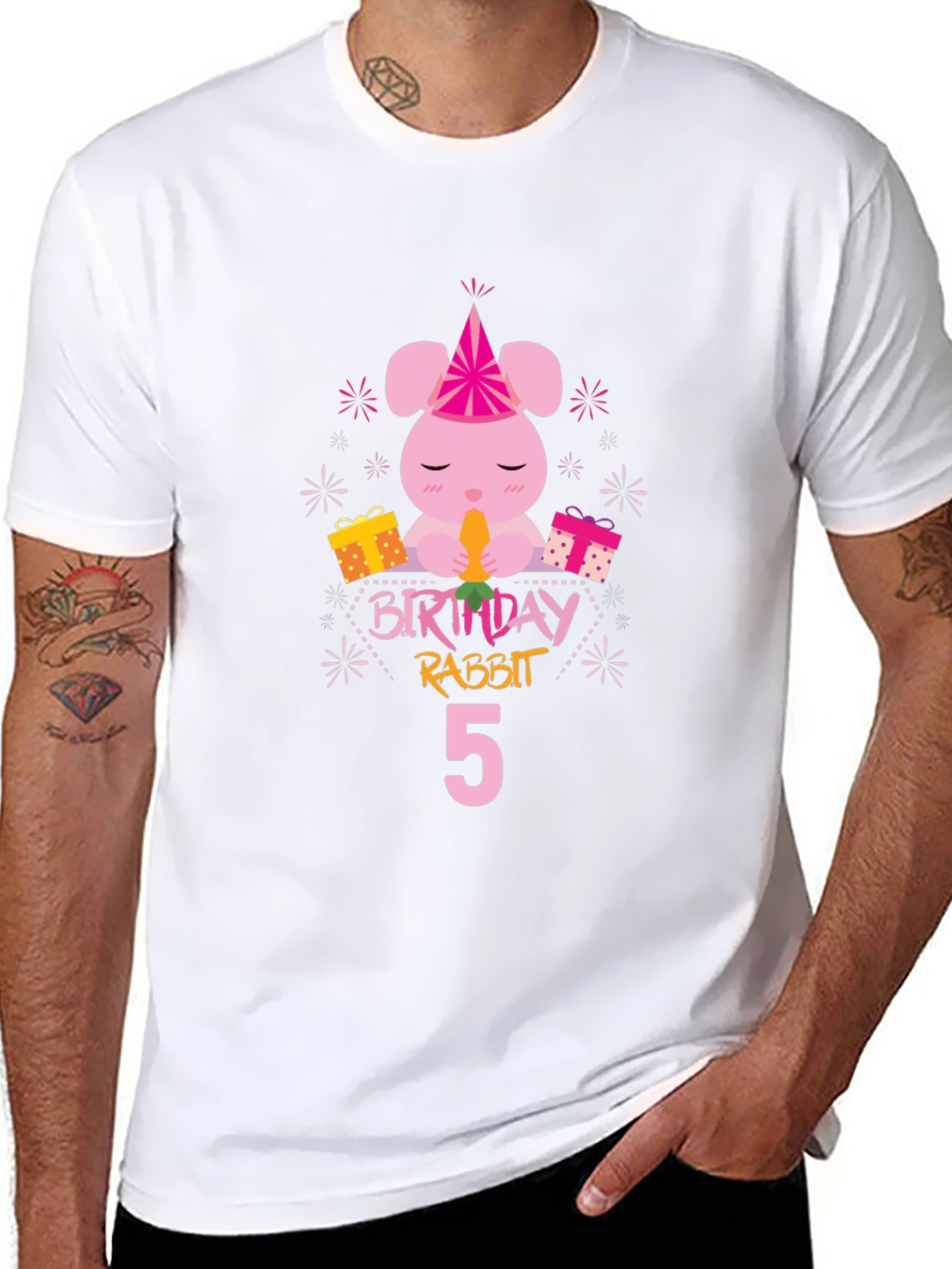 Birthday Rabbit 5th Birthday Black T-shirt