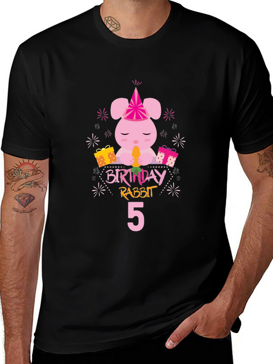 Birthday Rabbit 5th Birthday Black T-shirt