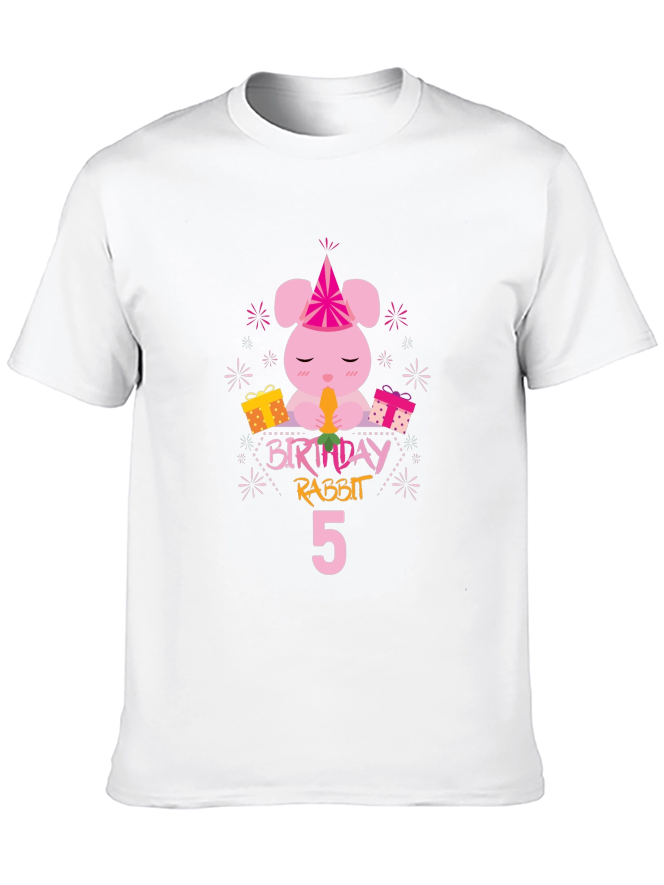 Birthday Rabbit 5th Birthday Black T-shirt